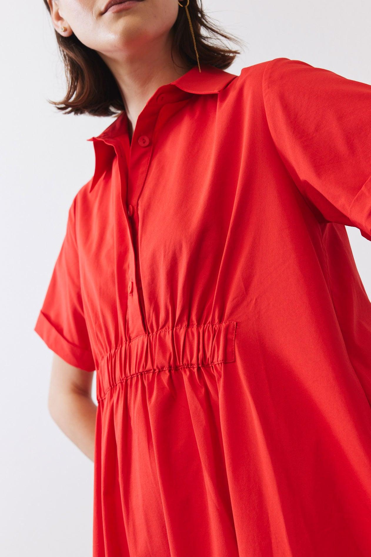 Oversized Pinch Waist Poplin Dress Product Image