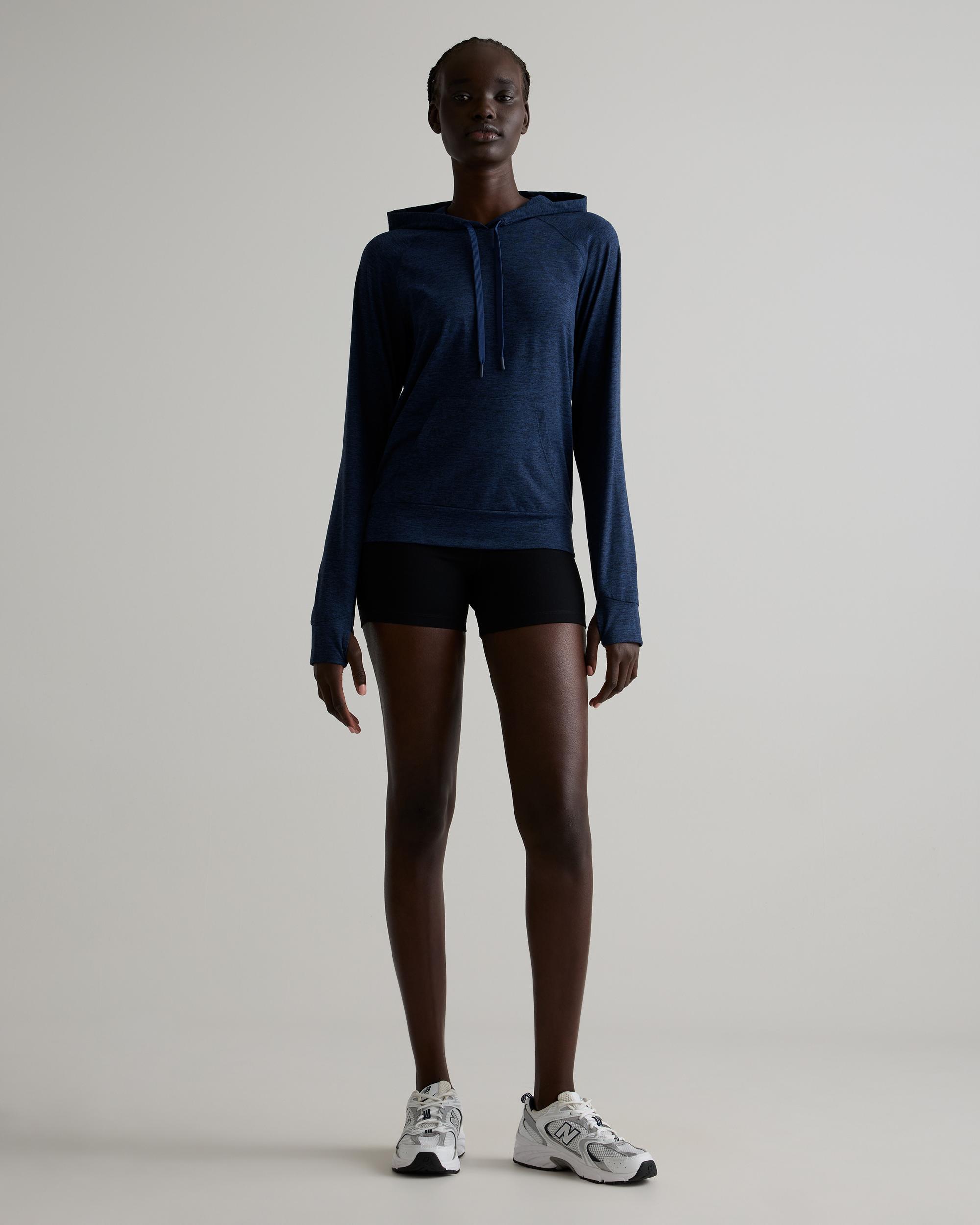 Quince | Women's Super Soft Performance Pullover Hoodie in Navy, Flowknit Activewear, Size XS, Recycled Polyester Product Image