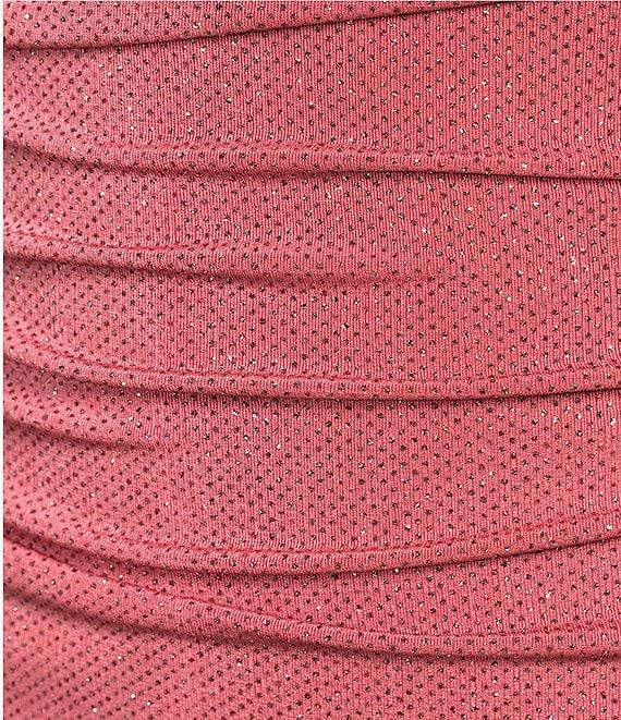 City Vibe Spaghetti Strap Notch Glitter Ruched Lace-Up Back Dress Product Image