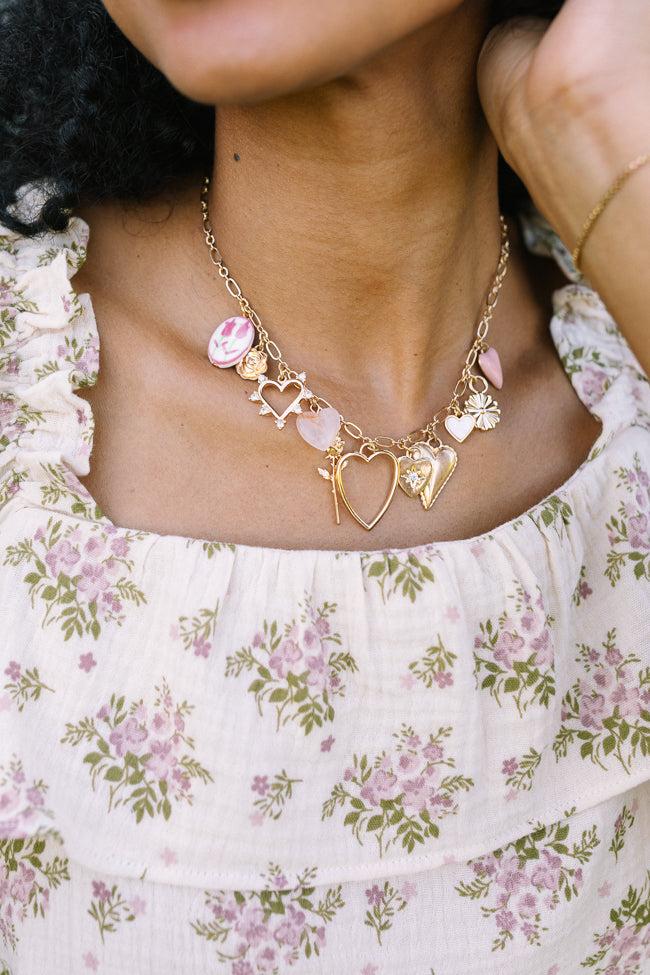 Hannah Gold Heart Charm Necklace Product Image