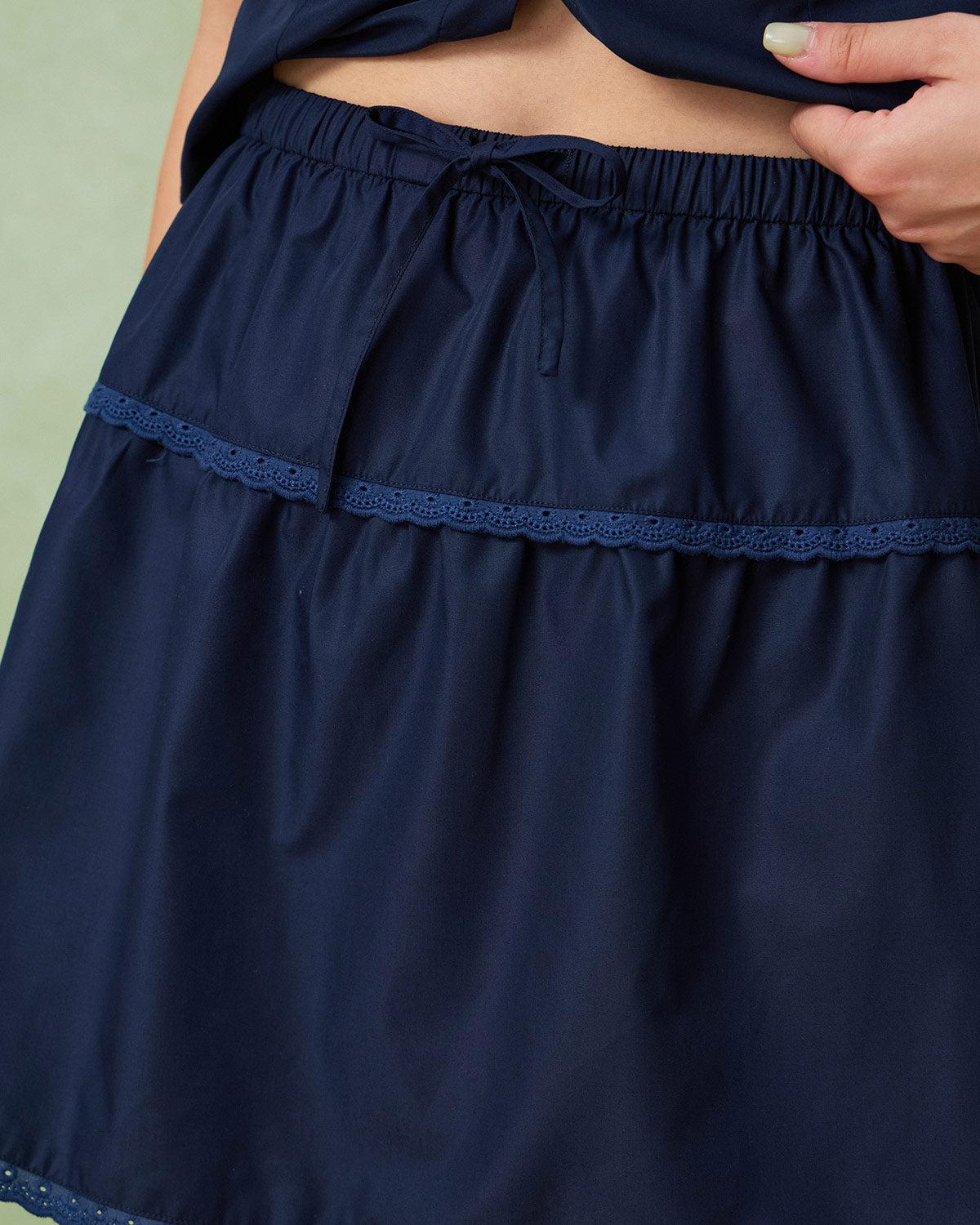 Blue High-Waisted A-Line Mini Skirt Product Image