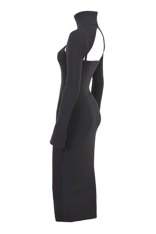 Meliora  charcoal knit midi dress - sale Product Image