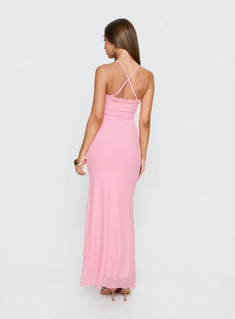 Soulina Ruched Maxi Dress Pink Product Image
