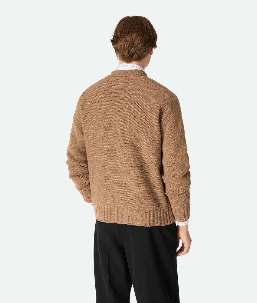 Men's Wool Cardigan in Caramel Product Image