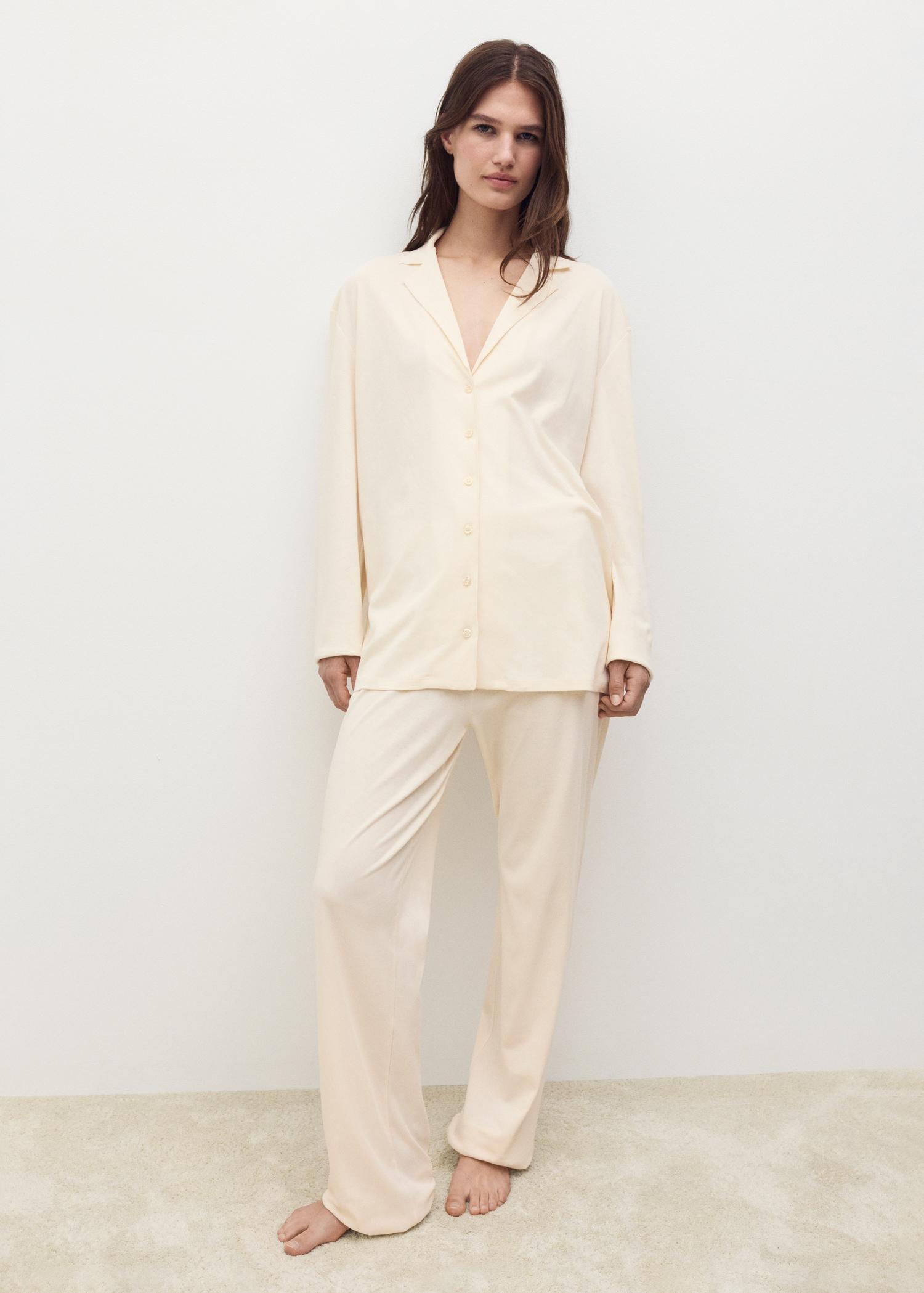 Plain cotton pajama pants - Women | MANGO USA Product Image