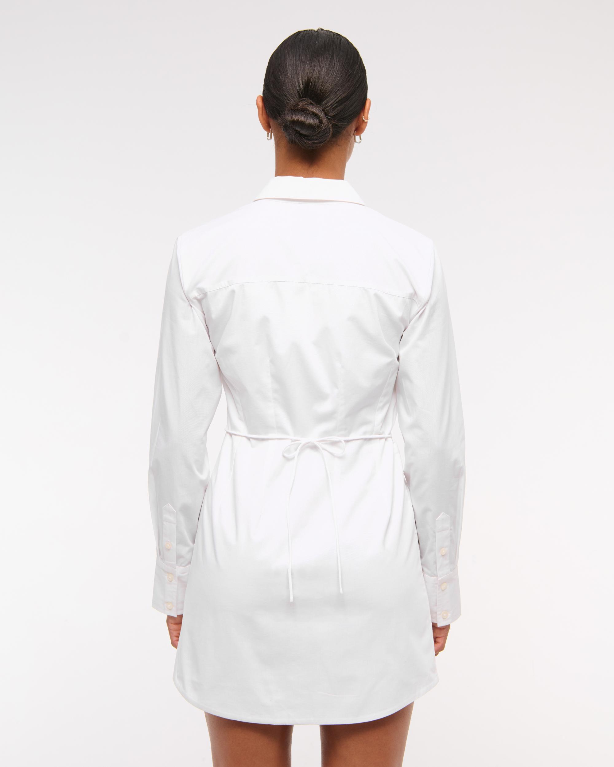 Fitted Long-Sleeve Mini Shirt Dress Product Image
