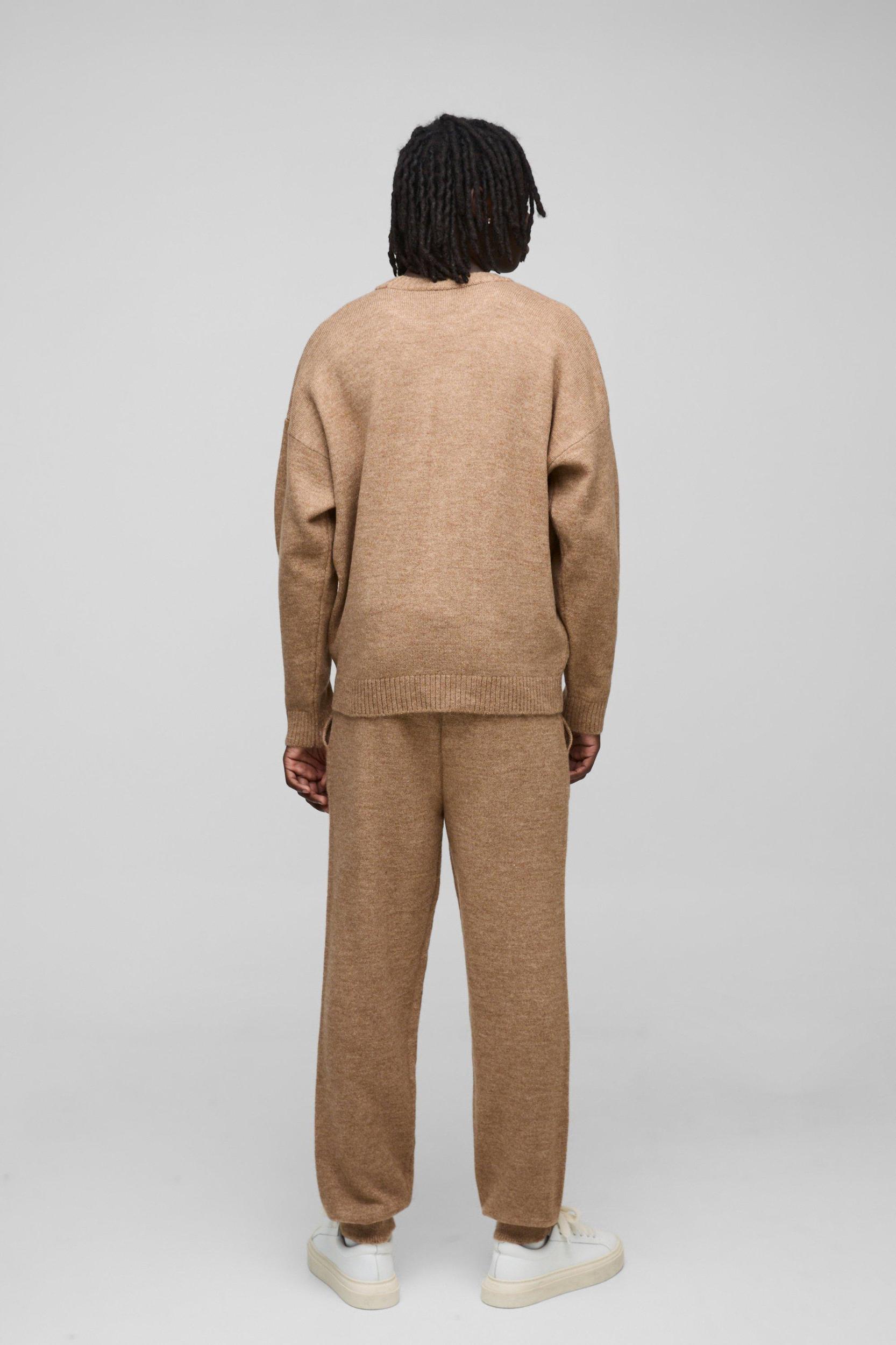 Oversized Boxy Extended Neck Brushed Knit Sweater | boohooMAN USA Product Image