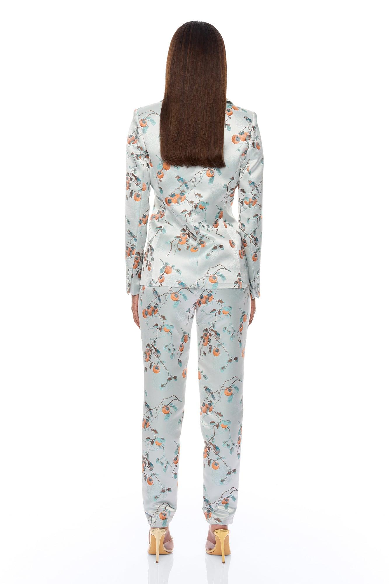 Amelya Jacquard Blazer Pant Set - Light Blue Female Product Image