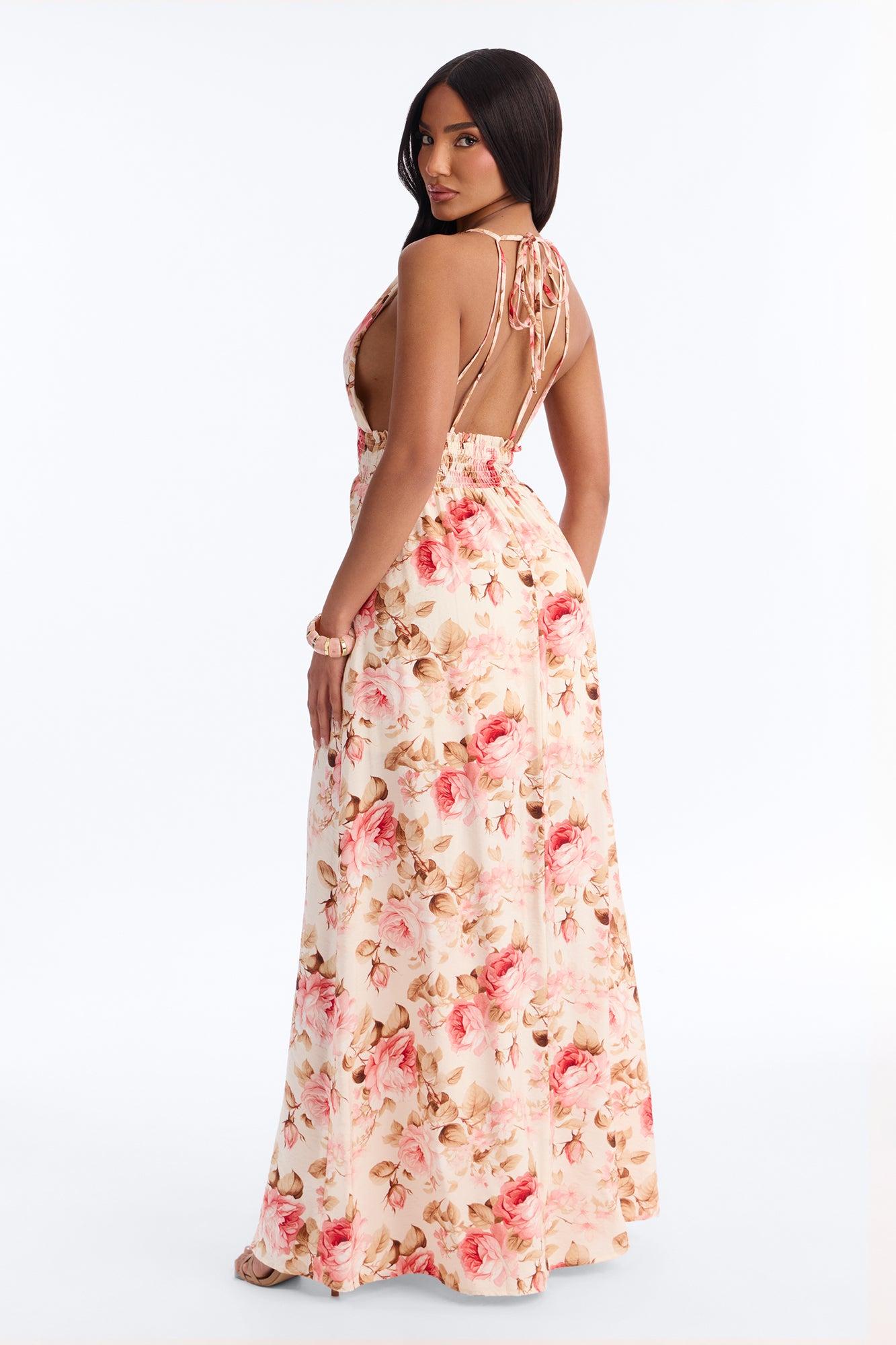 Maisie Smocked Maxi Dress - Pink/combo Female Product Image