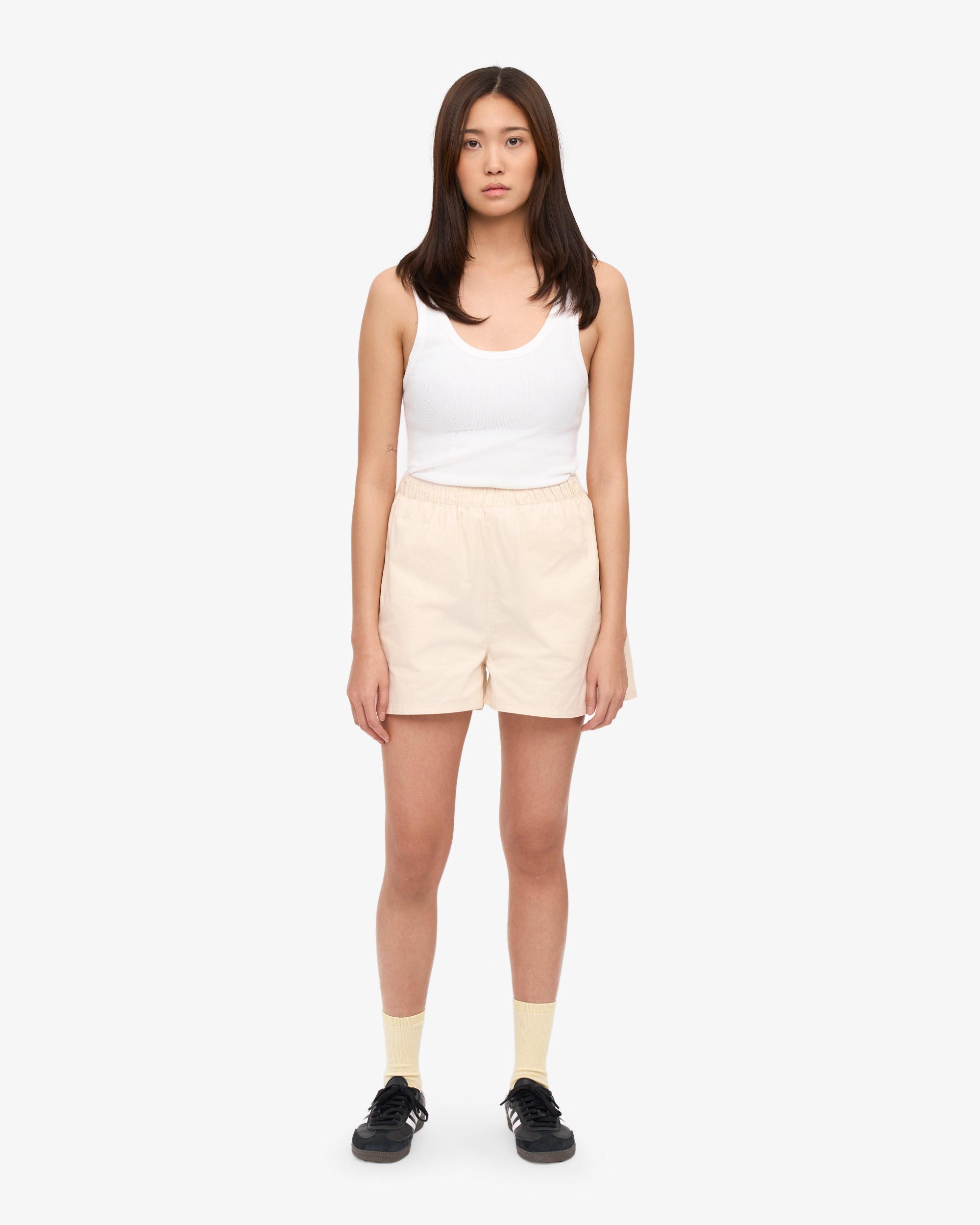 Women Organic Twill Shorts - Ivory White Product Image