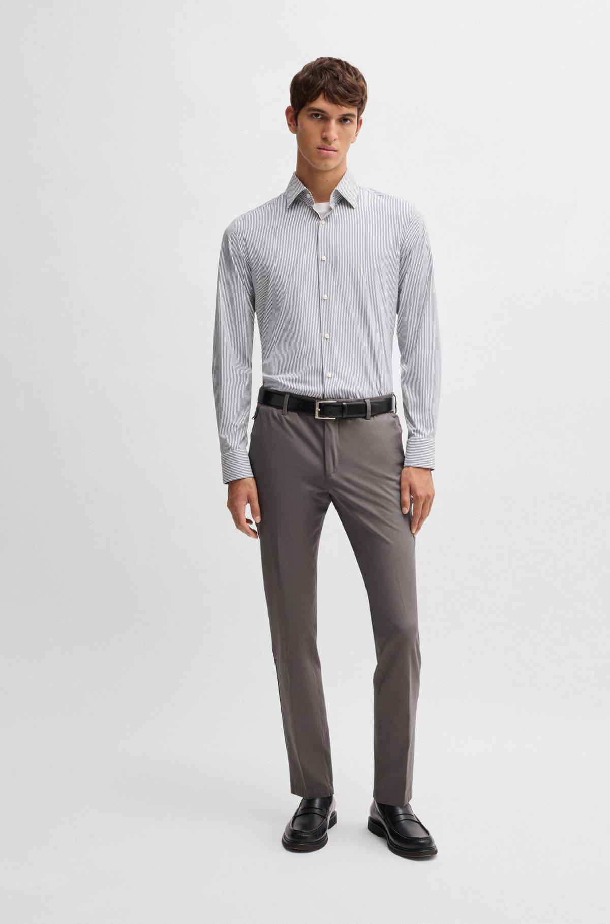 BOSS - Slim-fit trousers in stretch cotton - Dark Grey Product Image
