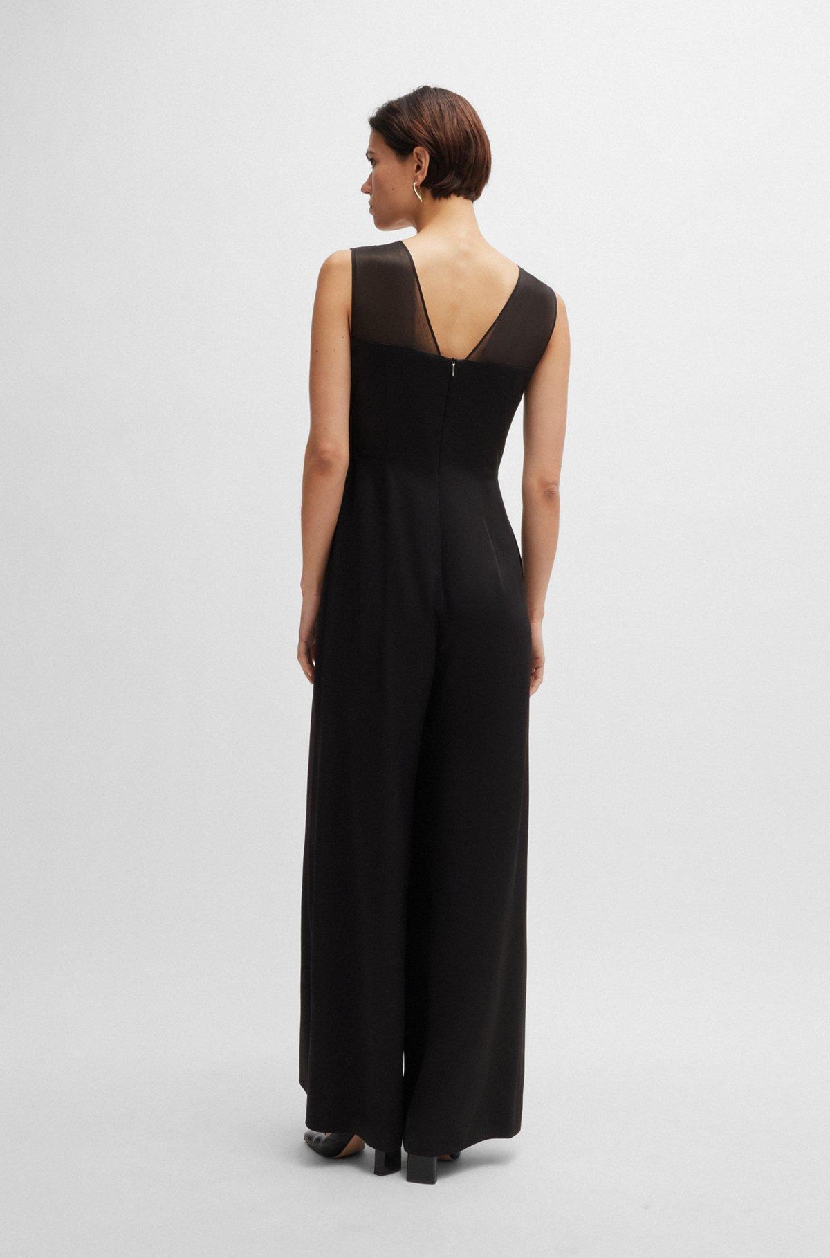Jumpsuit in lustrous fabric with layered effect Product Image