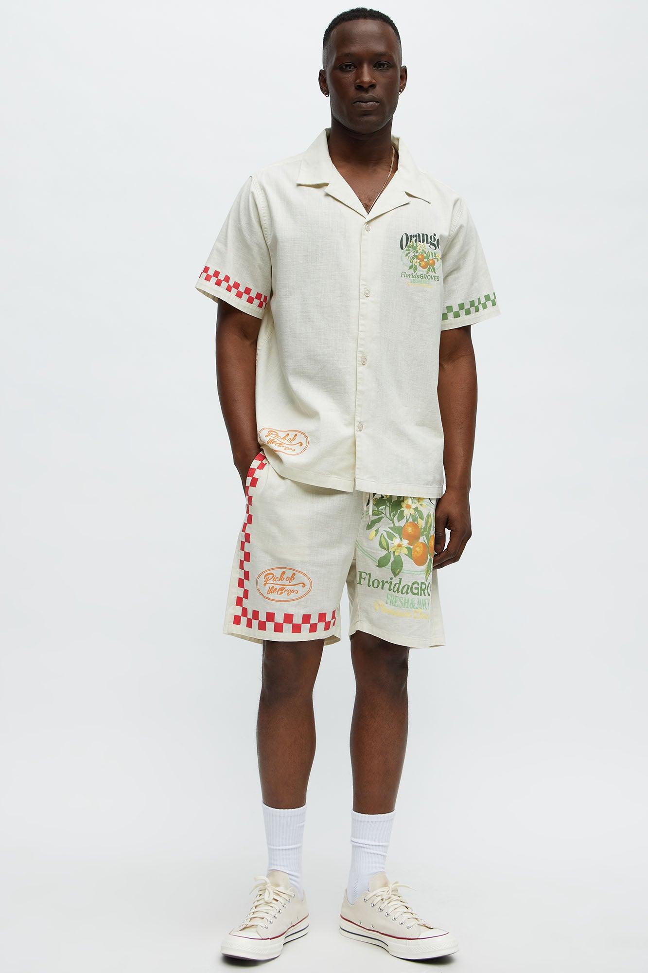 Florida Oranges Relaxed Drawstring Short - Cream Product Image