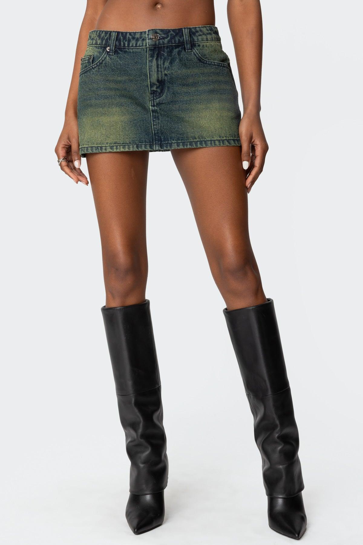 Riviere Washed Denim Mini Skirt Product Image