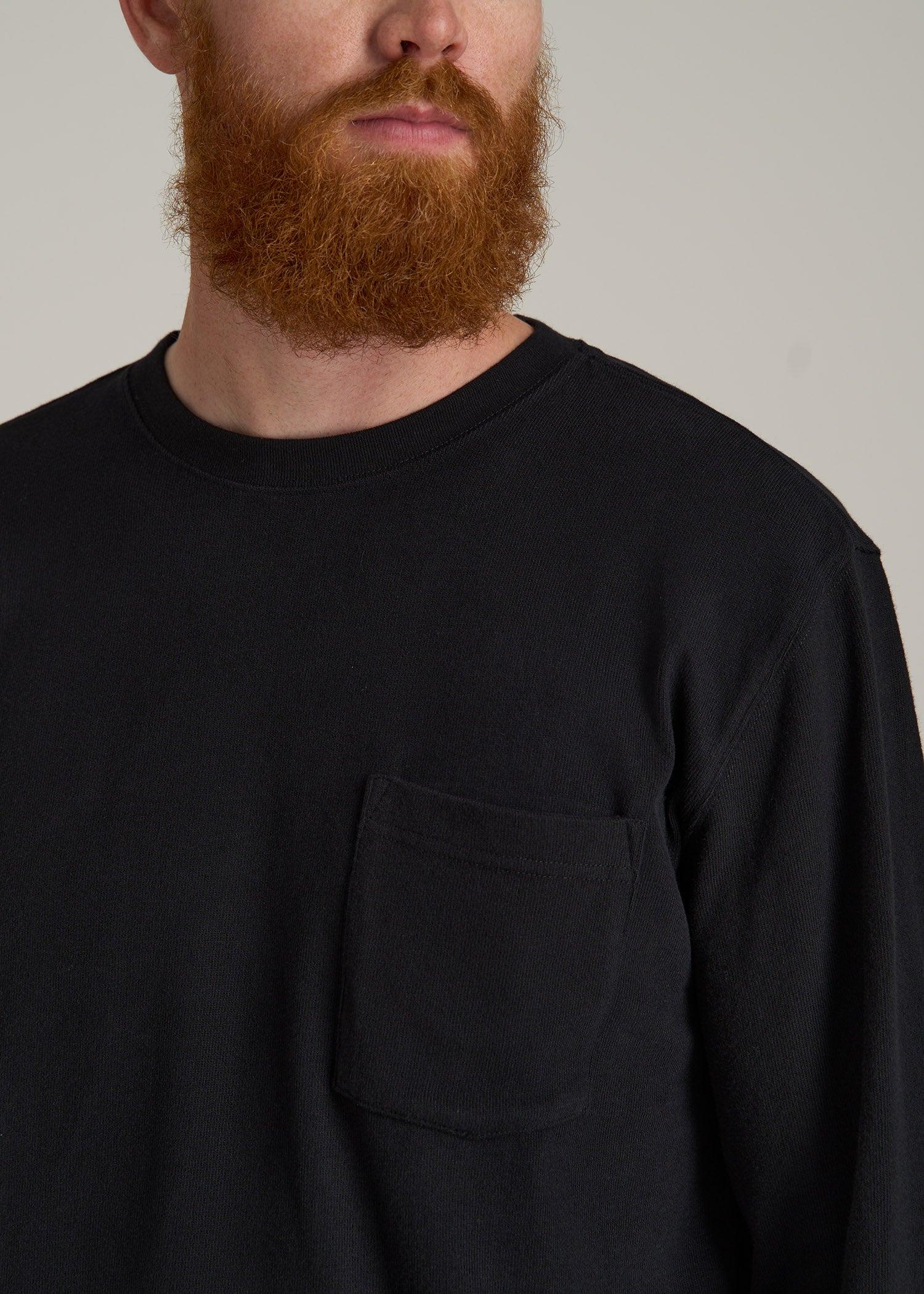 LJ&S Long Sleeve Workwear Pocket Tee for Tall Men in Black Male Product Image