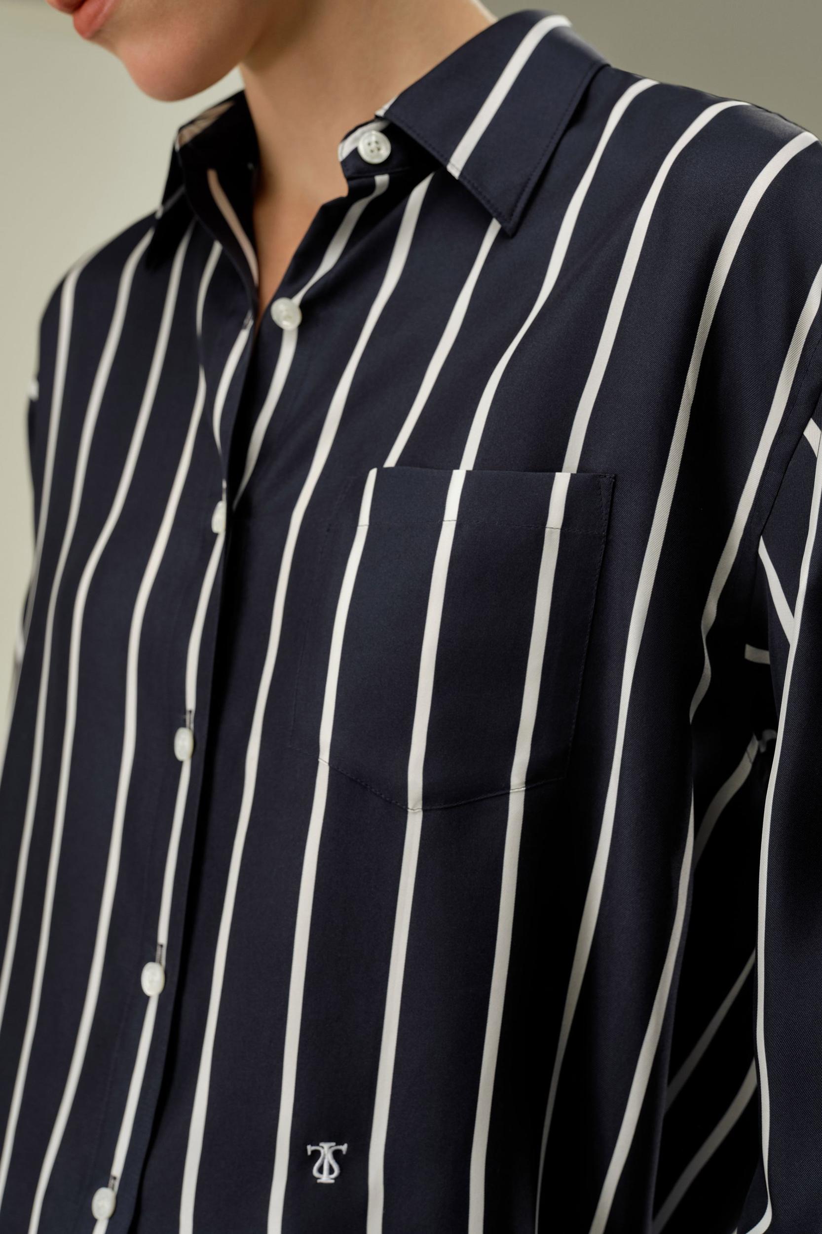 Silk Twill Striped Button-Down Shirt Product Image