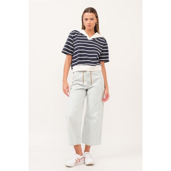 Sailor Collar Striped Top Product Image