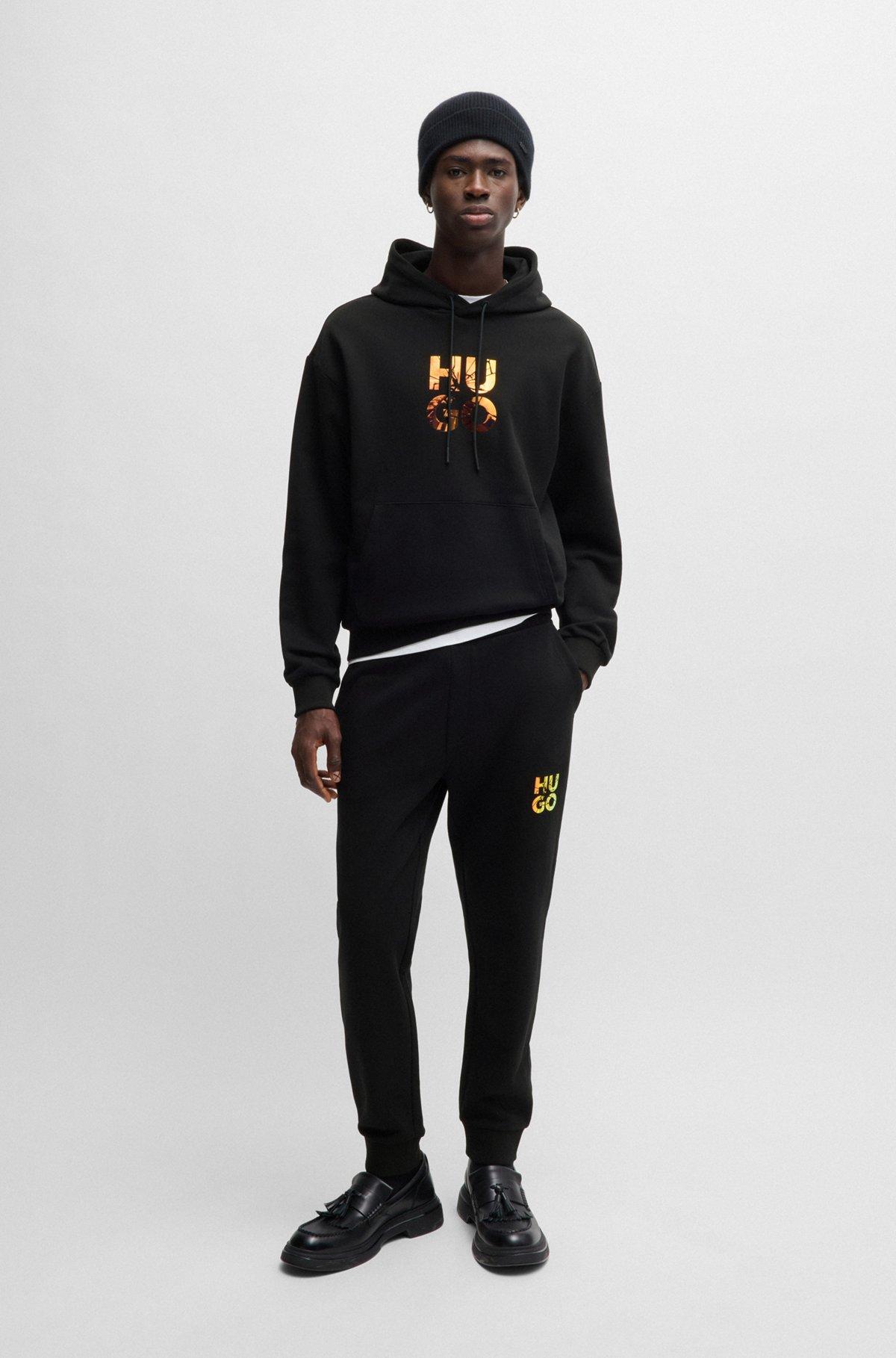 Cotton-terry regular-fit hoodie with stacked logo Product Image