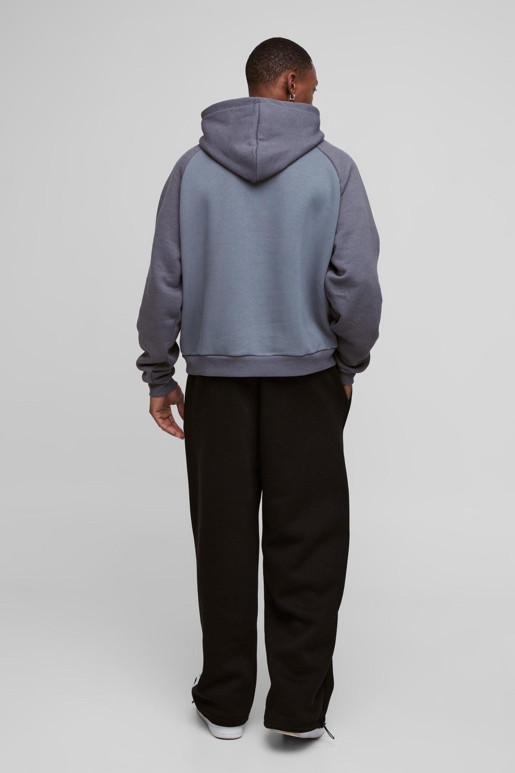 Oversized Boxy Official Embossed Colour Block Hoodie | boohooMAN USA Product Image