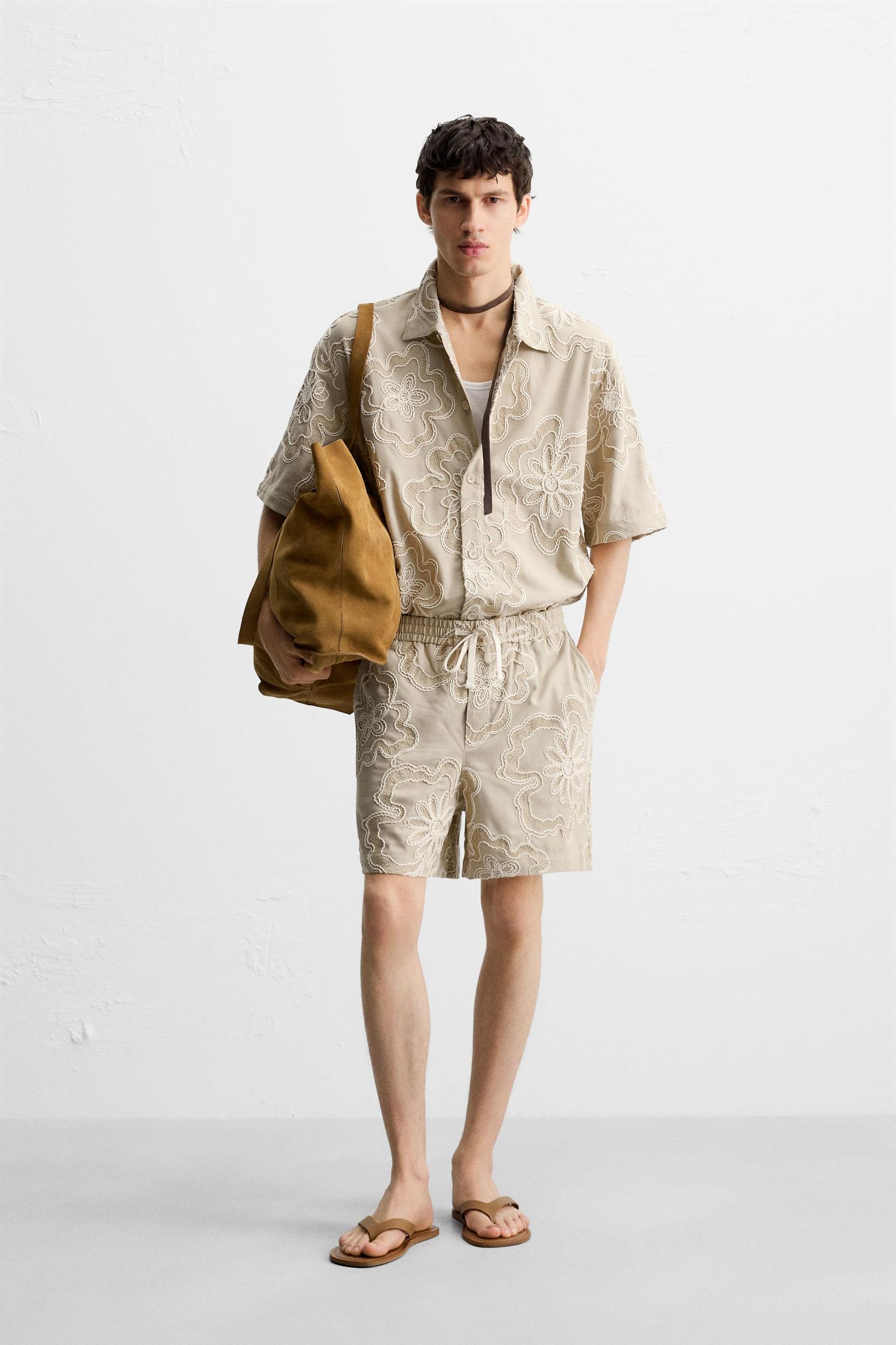 EMBOSSED EMBROIDERY SHORTS Product Image