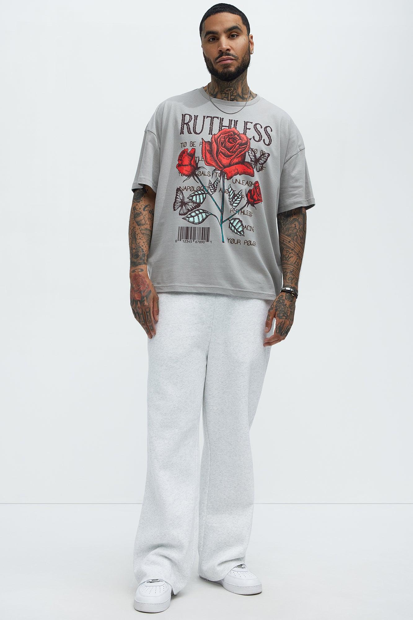 Ruthless Powers Oversized Short Sleeve Tee - Grey Product Image