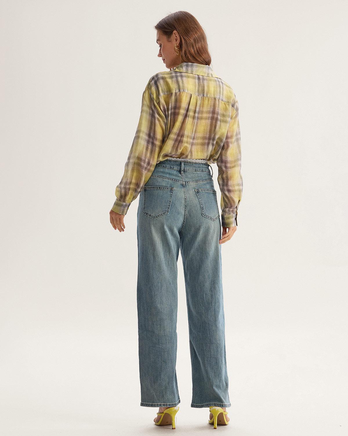 Yellow Plaid Lyocell Shirt Product Image