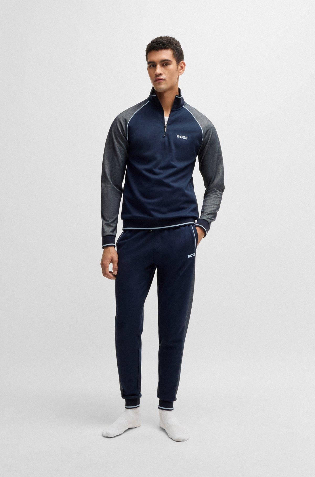 Zip-neck sweatshirt with contrast piping Product Image