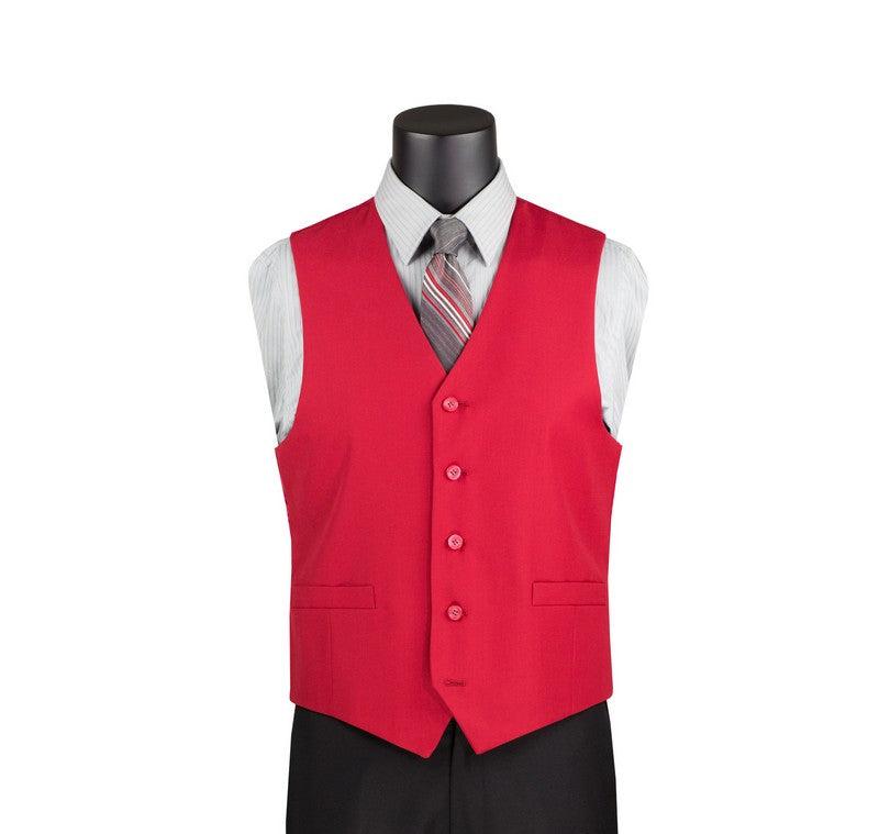 Red Slim Fit Vest Single Breasted 5 Button Design Product Image