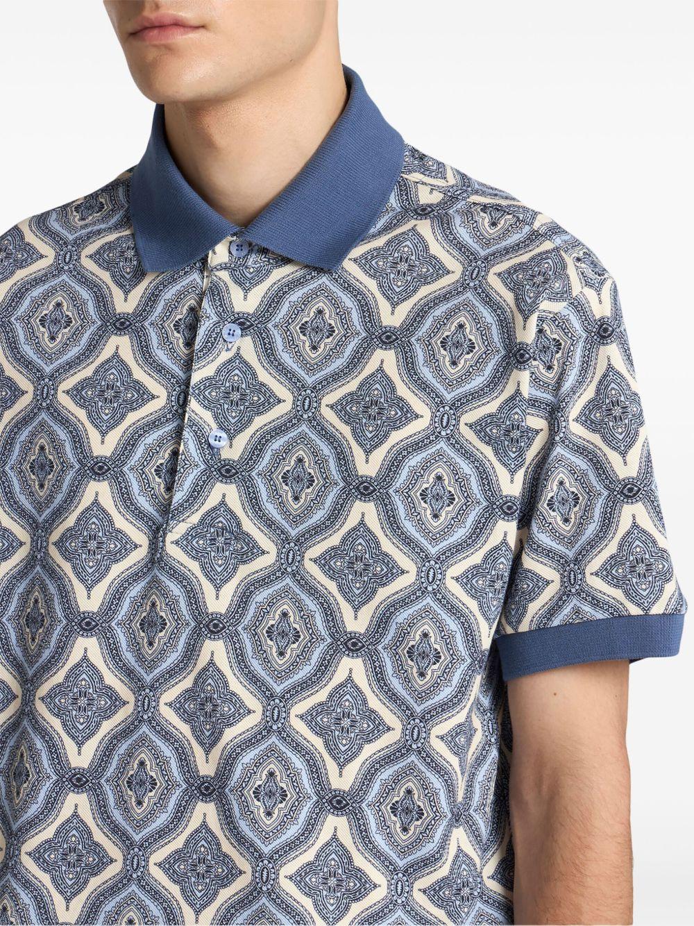 geometric-print polo shirt Product Image