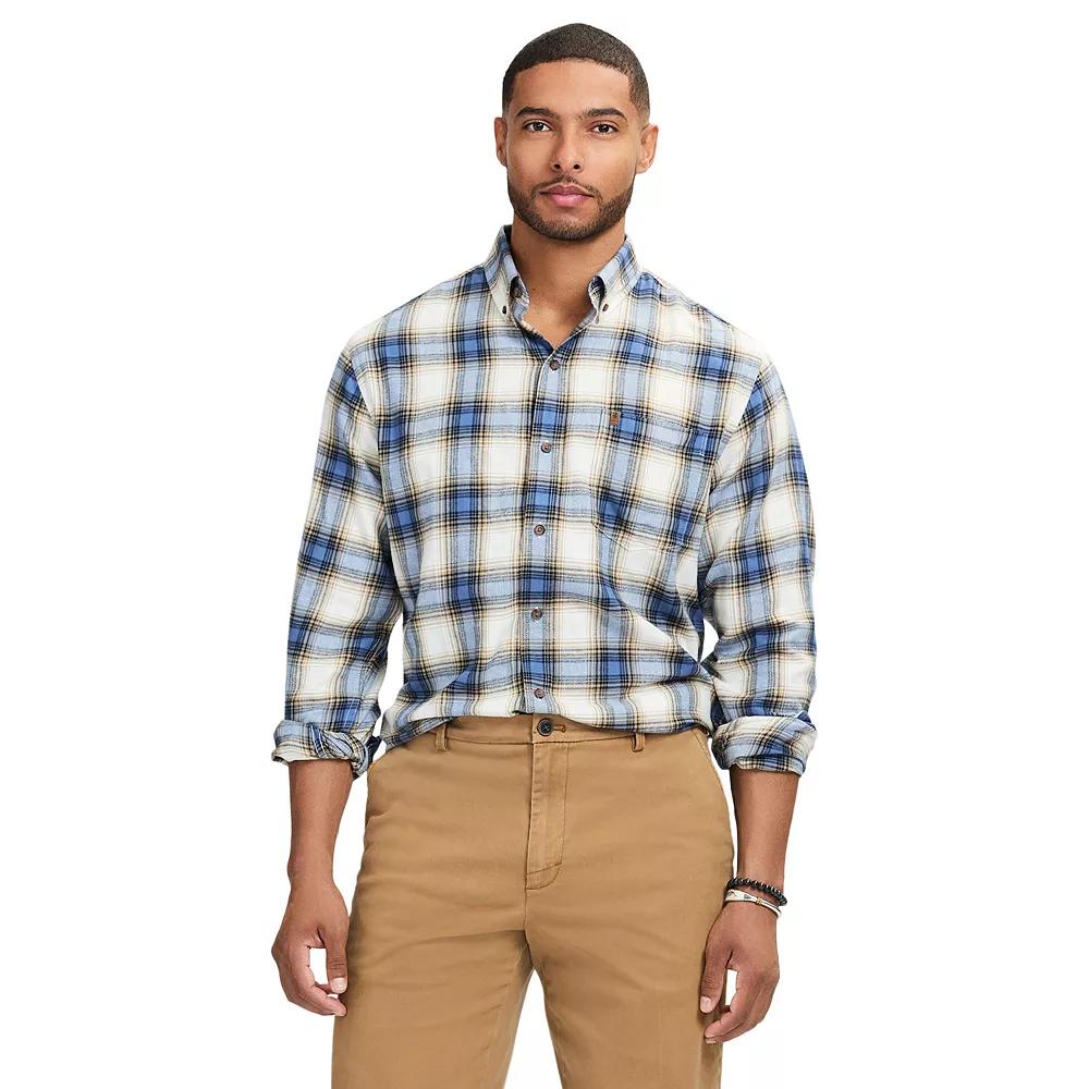 Men's IZOD Stratton Flannel Long Sleeve Button Down Shirt, Size: Small, Bijou Blue Product Image