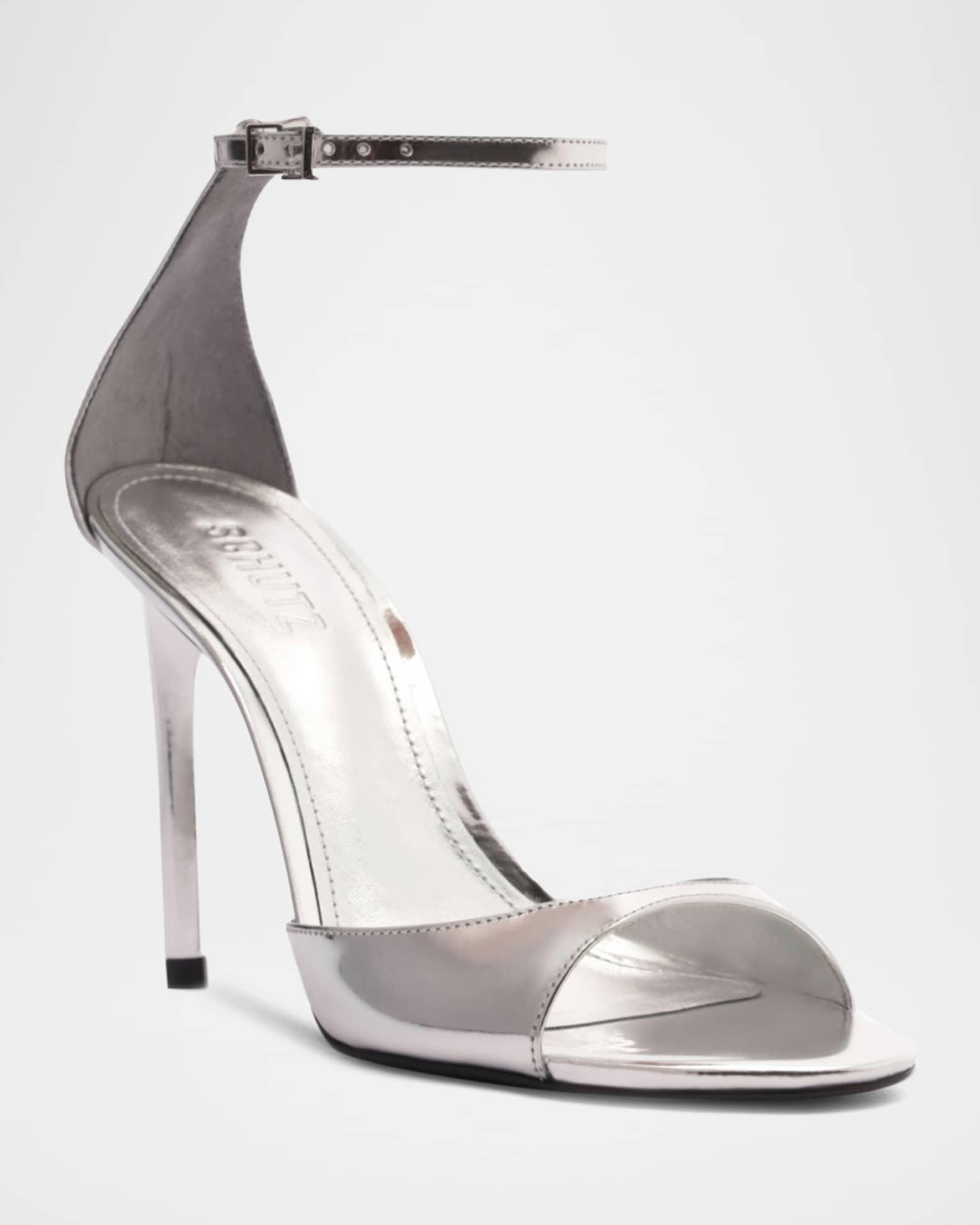 Scarlett Metallic Leather Ankle-Strap Stiletto Sandals Product Image