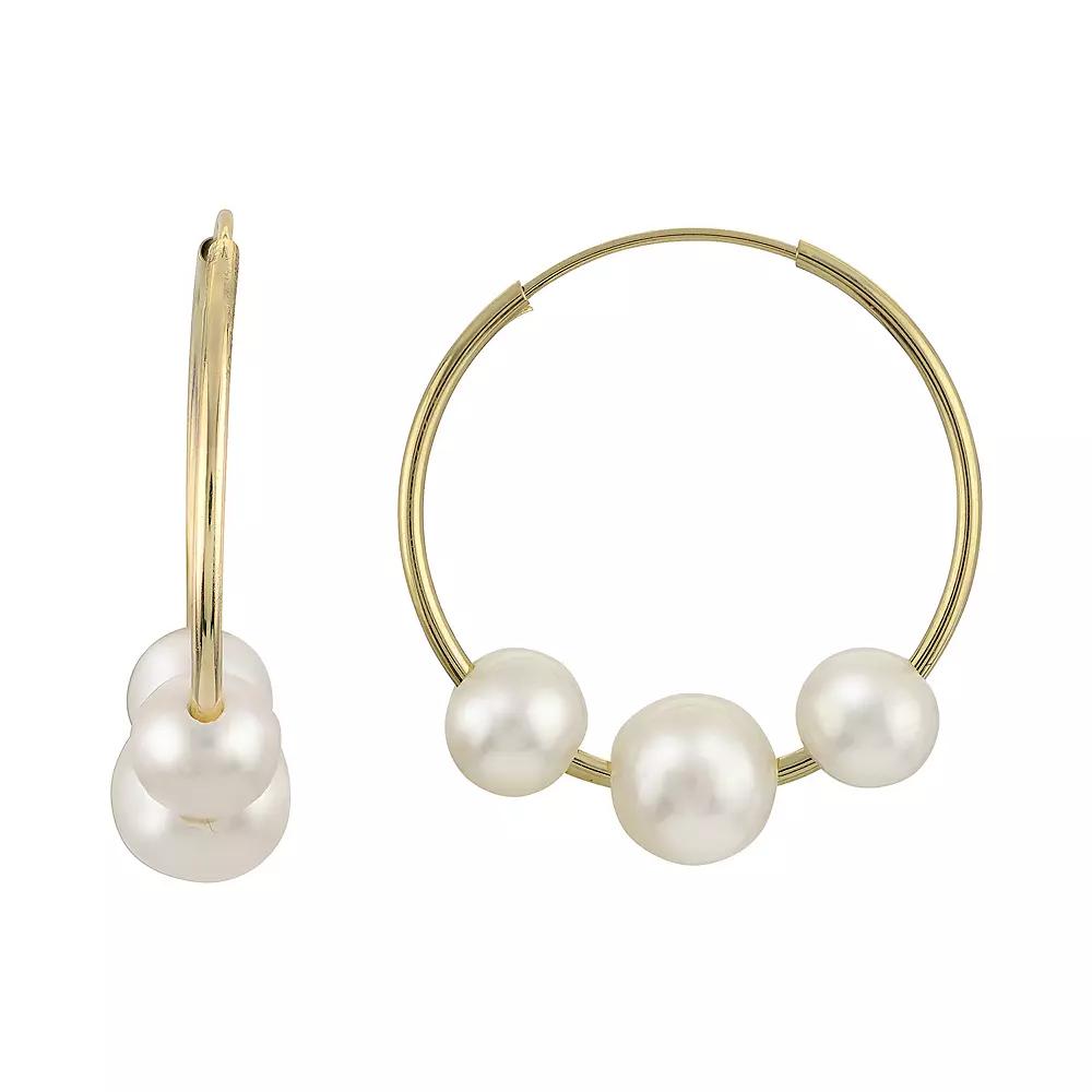 PearLustre by Imperial 10k Gold Freshwater Cultured Pearl Endless Hoop Earrings, Women's Product Image