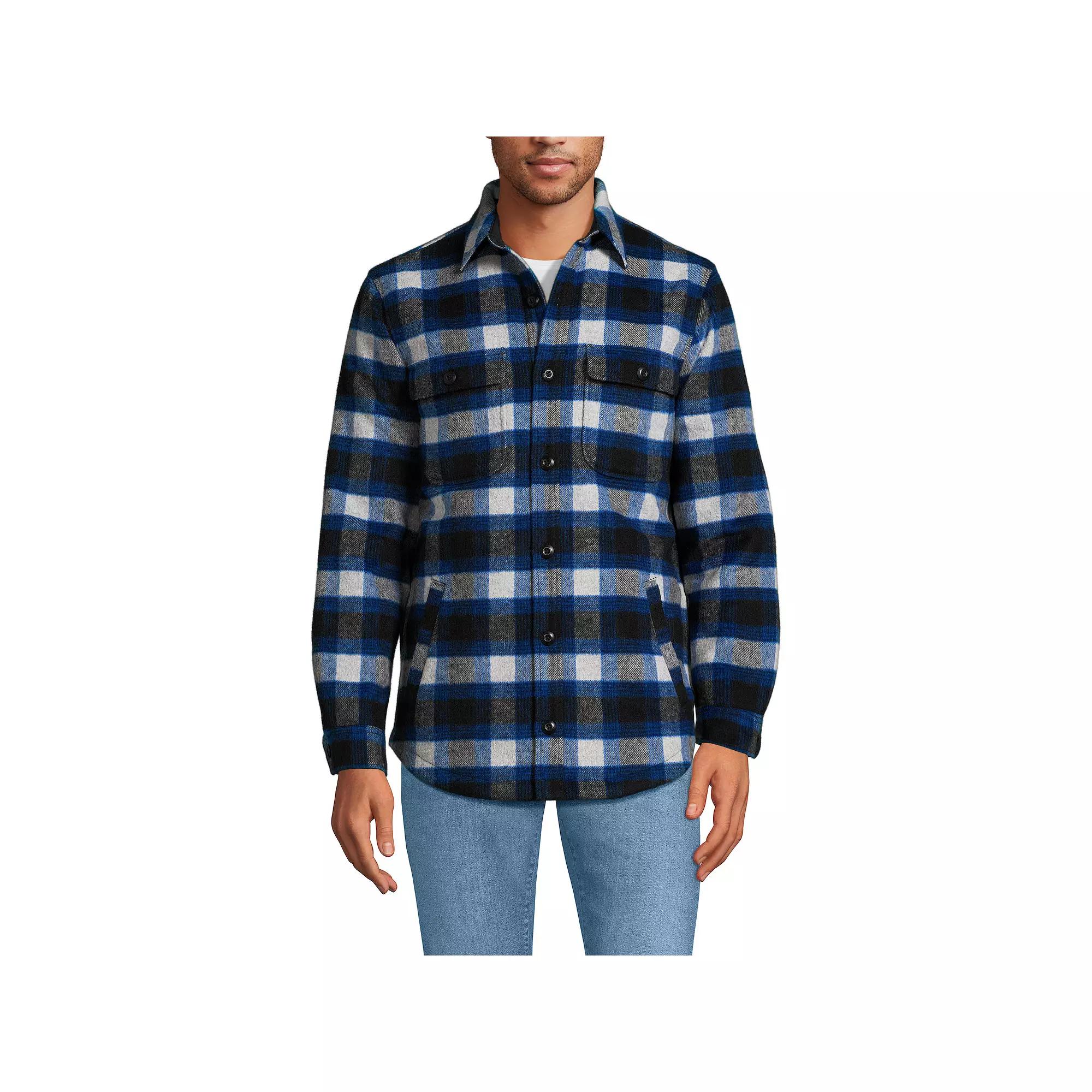 Men's Lands' End Brushed Plaid Shirt Jacket,  Product Image