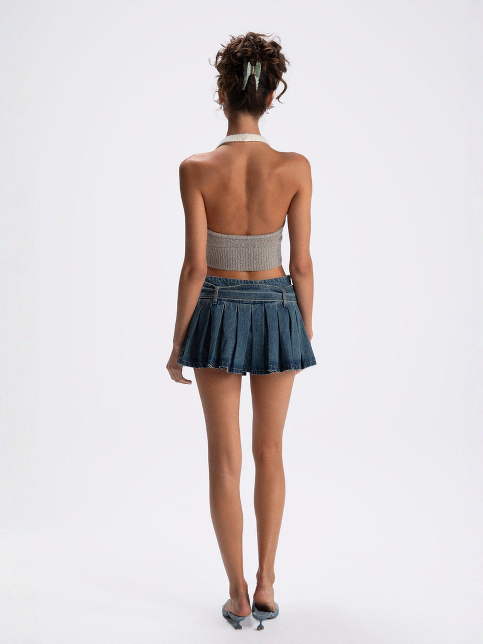 Macie Knit Halter Top (Grey) (Final Sale) Product Image