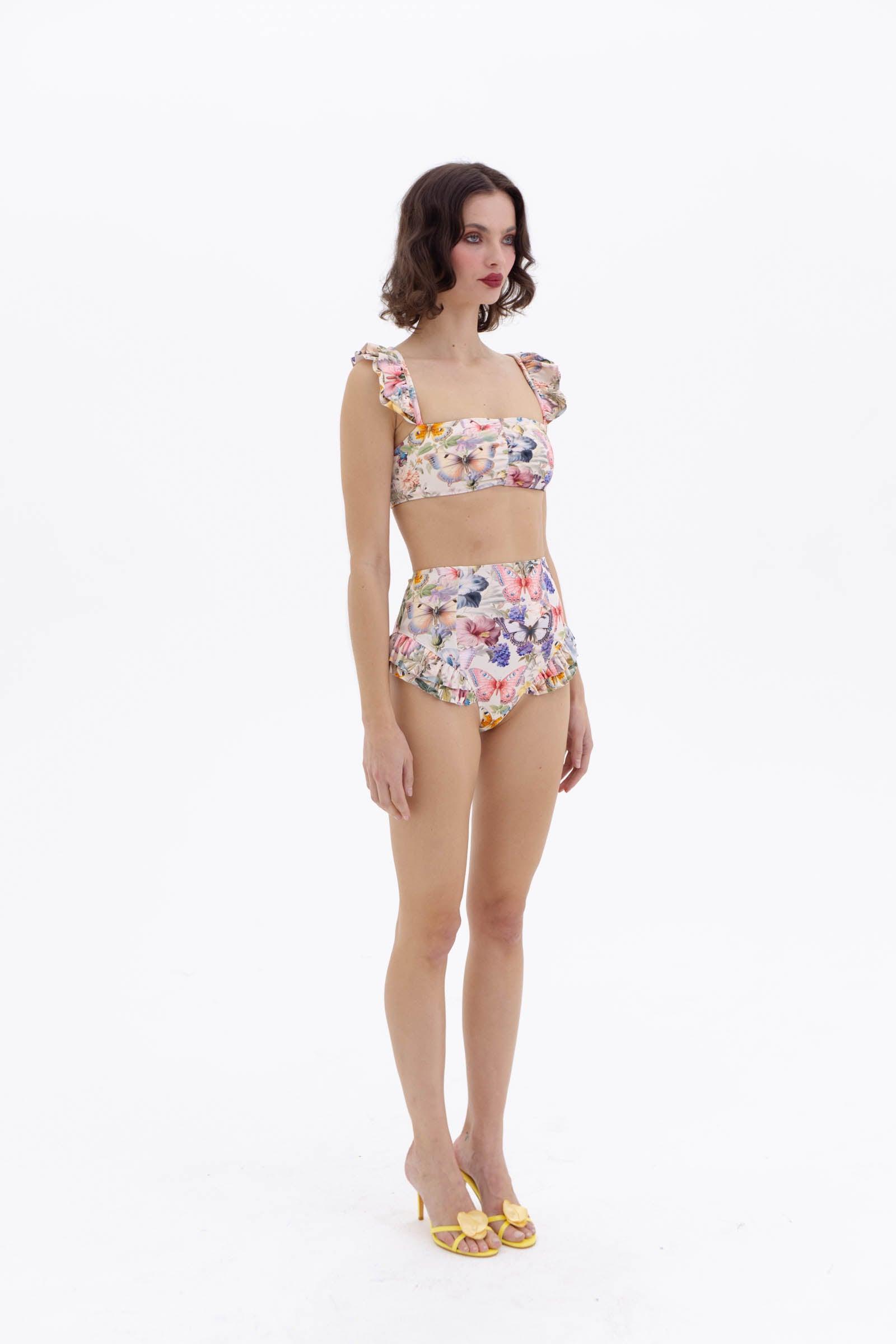 The Butterfly Botanics Ruffle Bikini Top Product Image