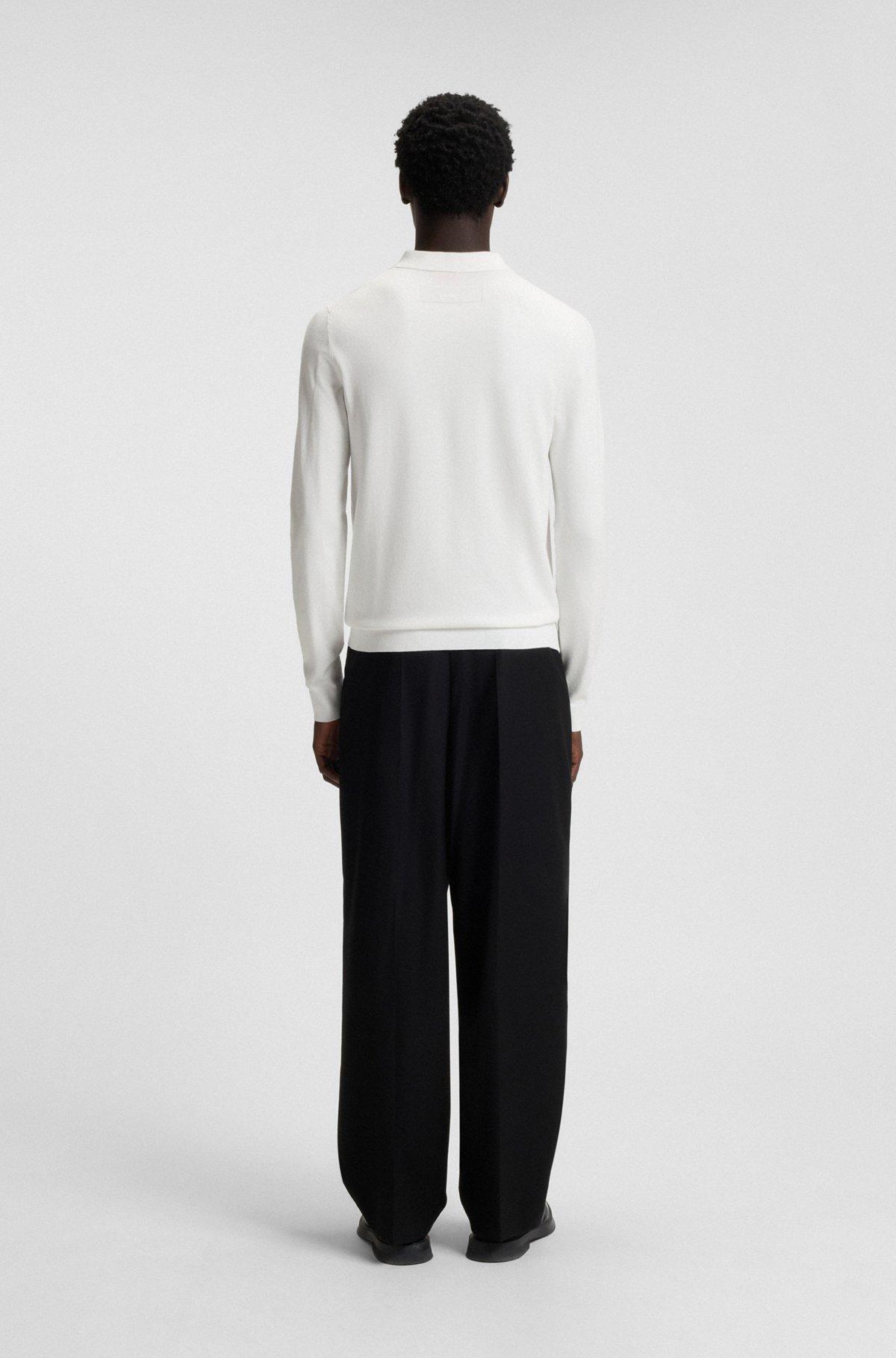 Slim-fit knit polo with rear logo Product Image