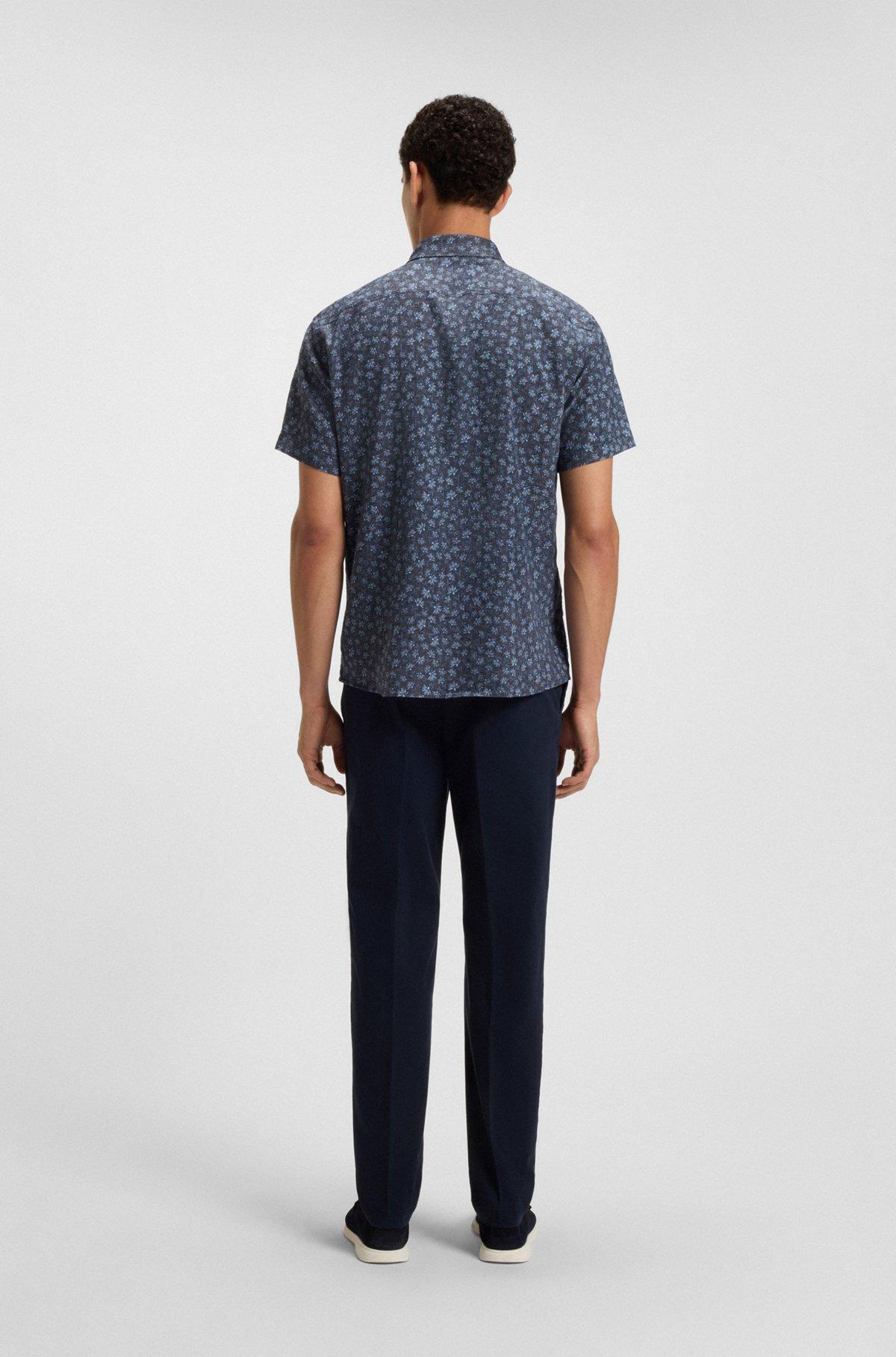 Slim-fit shirt in floral-print stretch linen Product Image