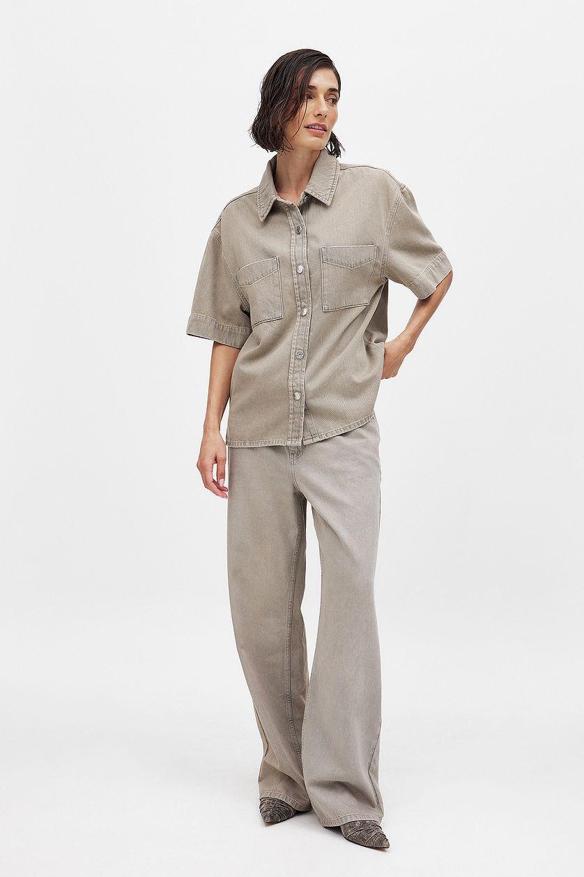 Short Sleeve Denim Shirt Product Image