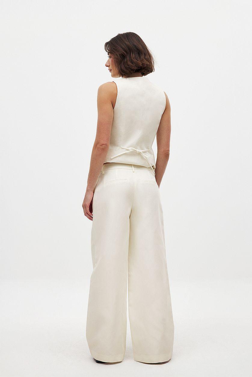 Linen Blend Mid Waist Pants Product Image