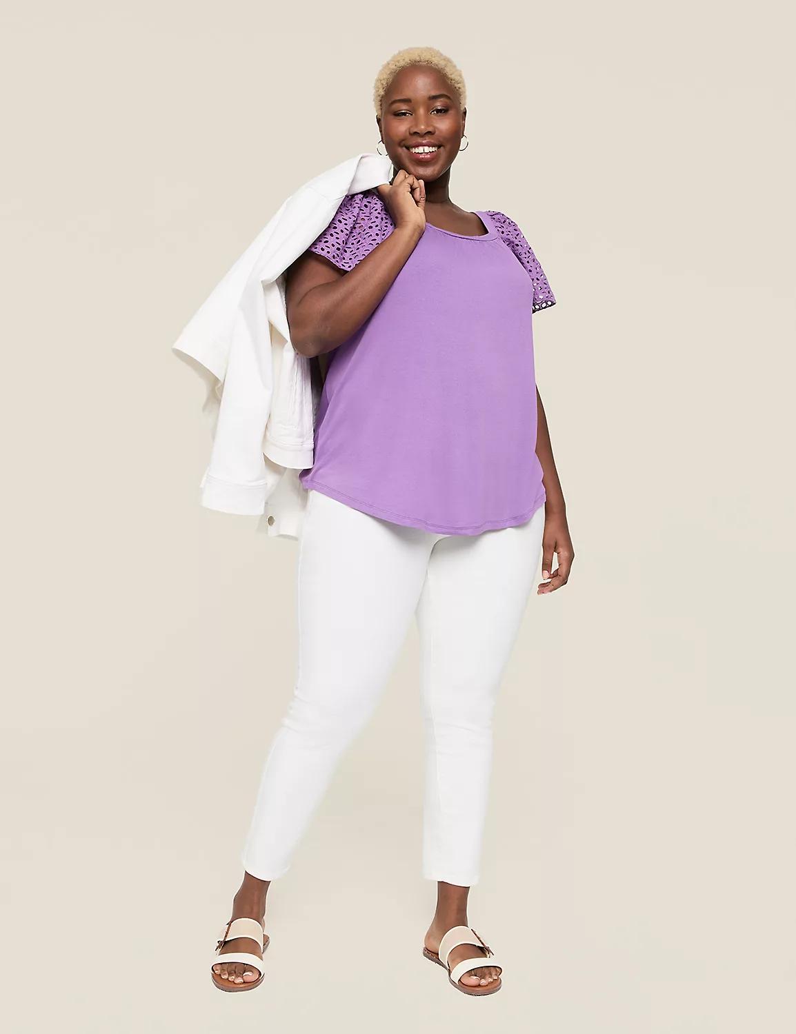 Eyelet-Sleeve Square-Neck Top Product Image