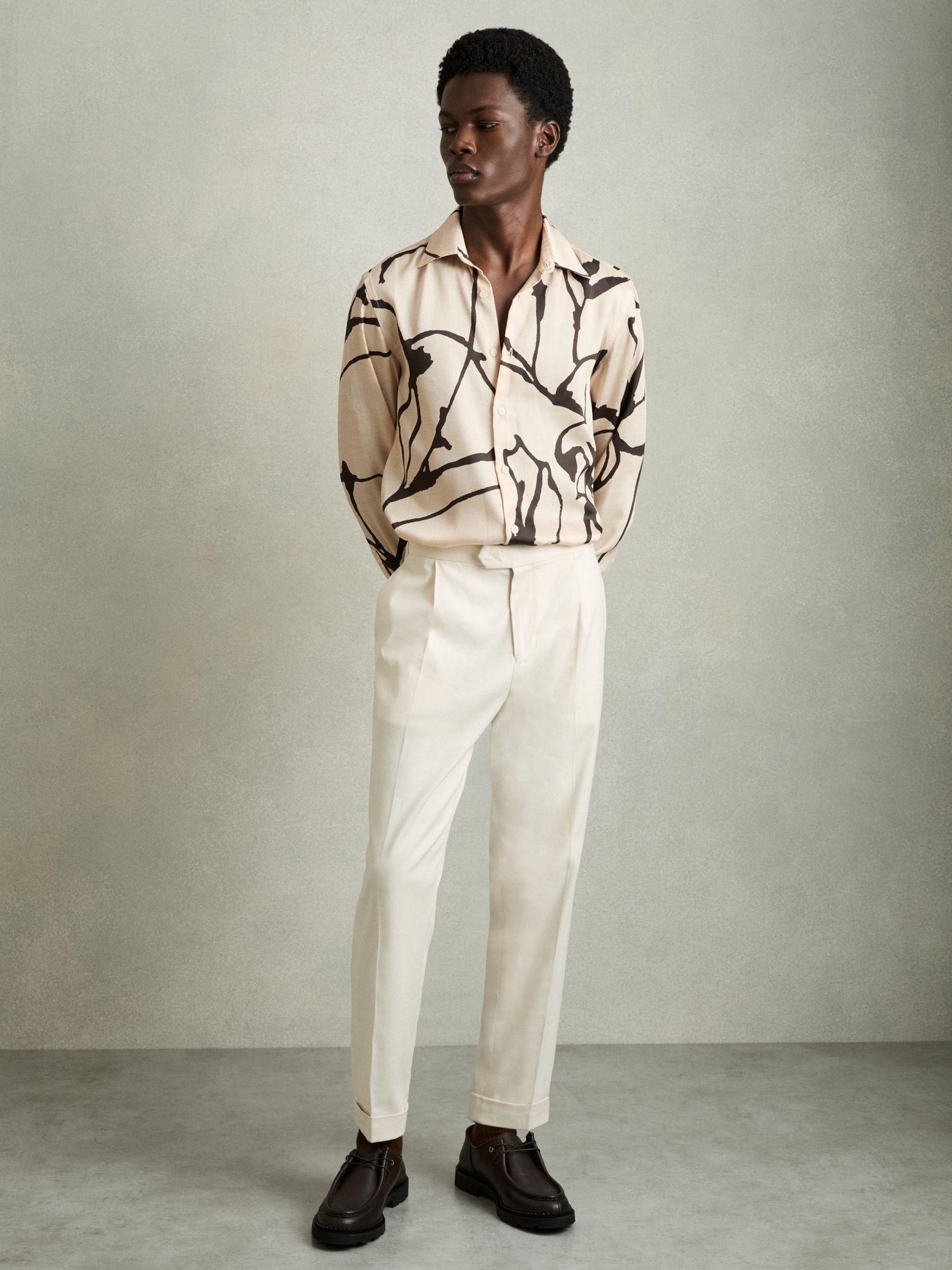 Abstract Painted Print Shirt in Stone Product Image