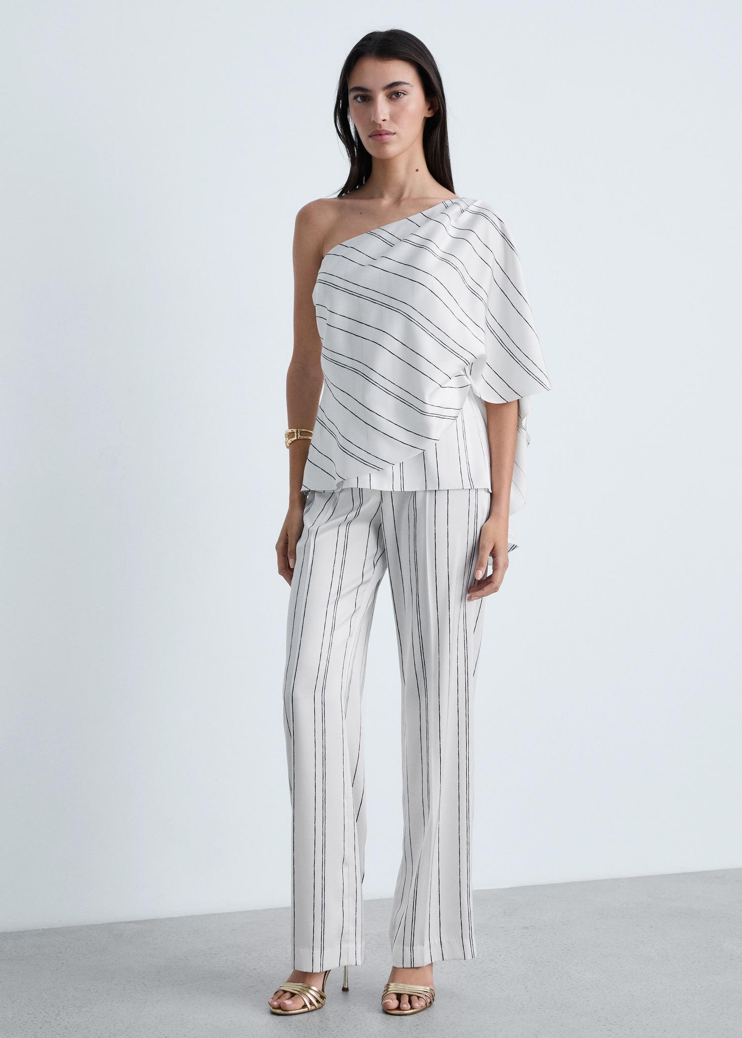 Straight striped trousers - Women | MANGO USA Product Image