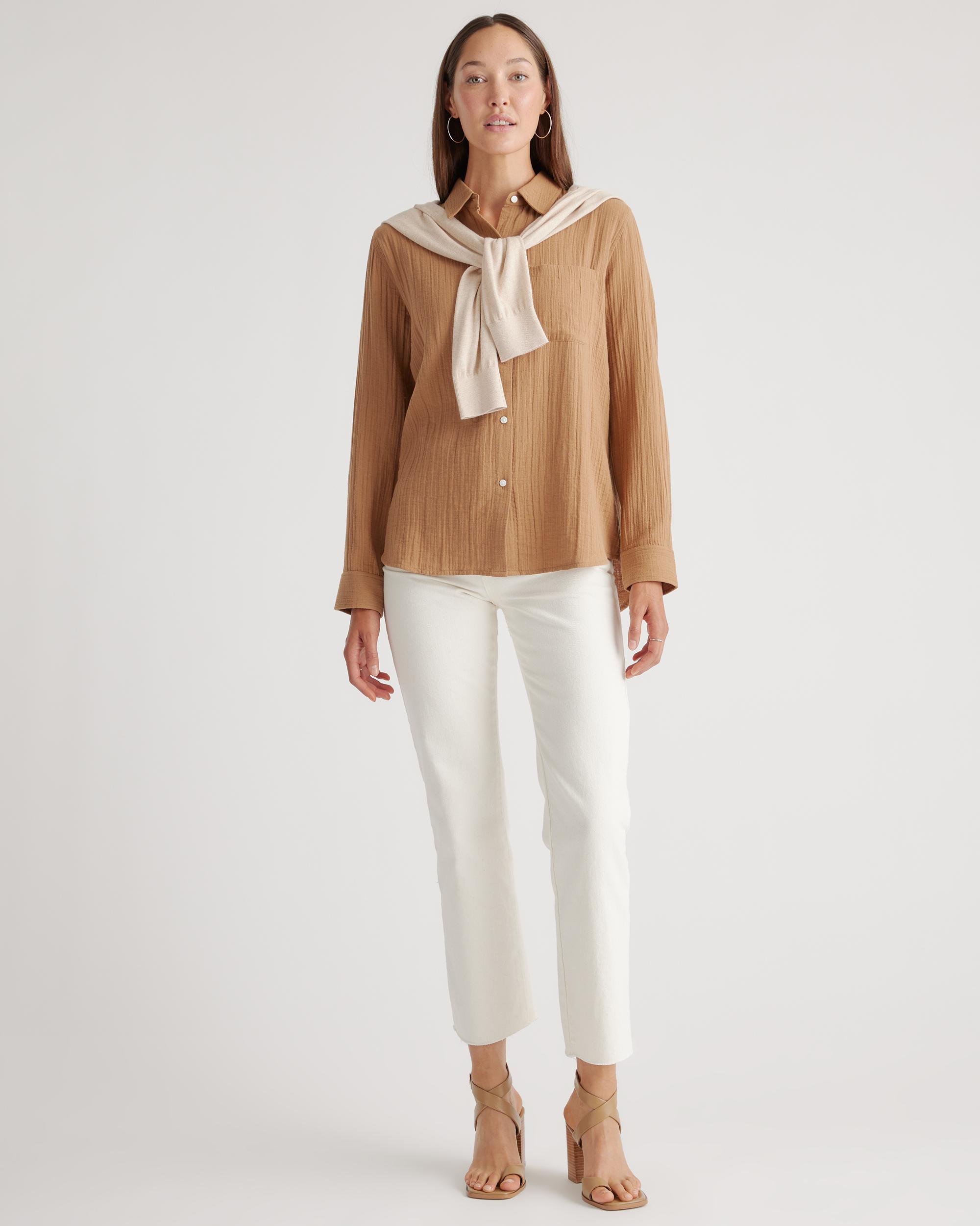 Quince | Women's Gauze Long Sleeve Shirt Organic Cotton Product Image