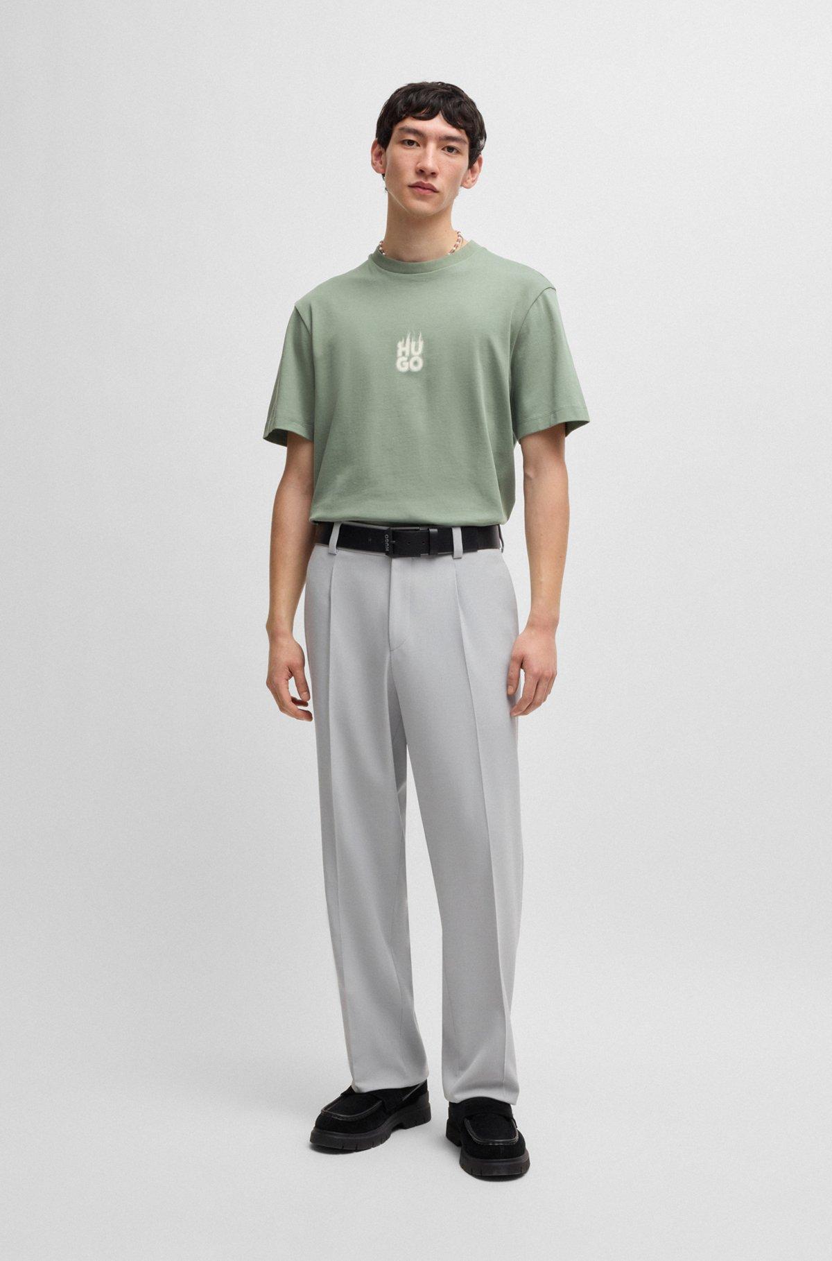 Cotton-jersey T-shirt with stacked smoke logo prints Product Image