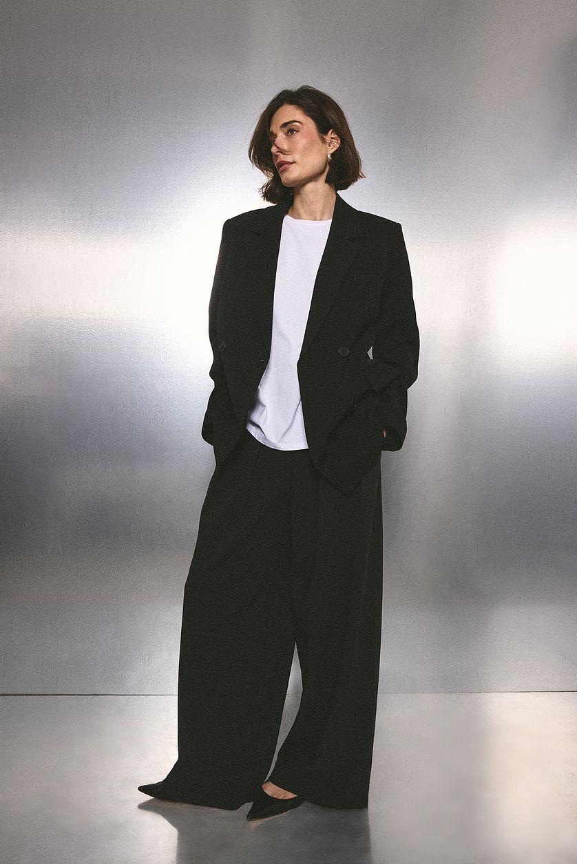 Wide High Waist Suit Pants Product Image