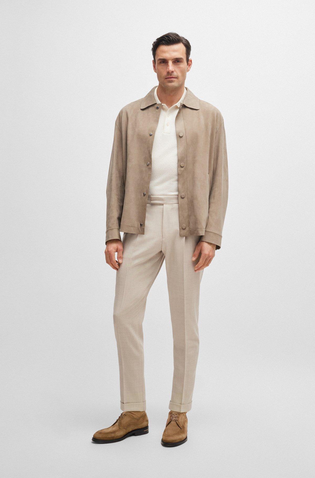 Regular-fit polo shirt in quilted cotton and silk Product Image