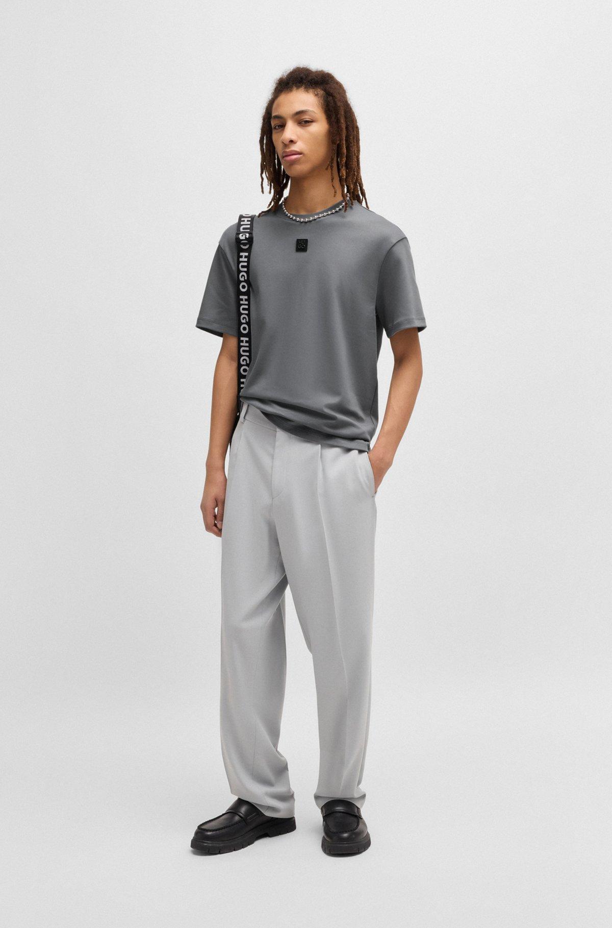 Interlock-cotton T-shirt with metallic stacked-logo badge Product Image