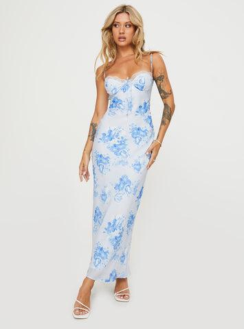 Hamri Maxi Dress White / Blue Floral Product Image