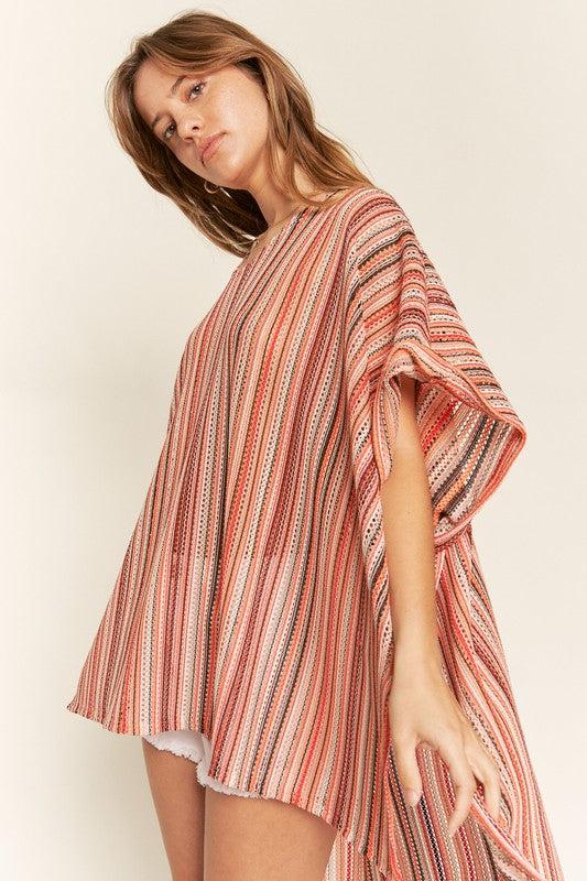 COLORFUL VERTICAL STRIPE PONCHO Product Image