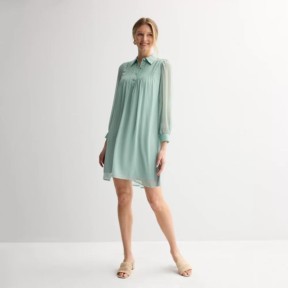 Petite Nine West Swing Pintuck Dress, Women's, Size: Small Petite, Hanover Blue Product Image